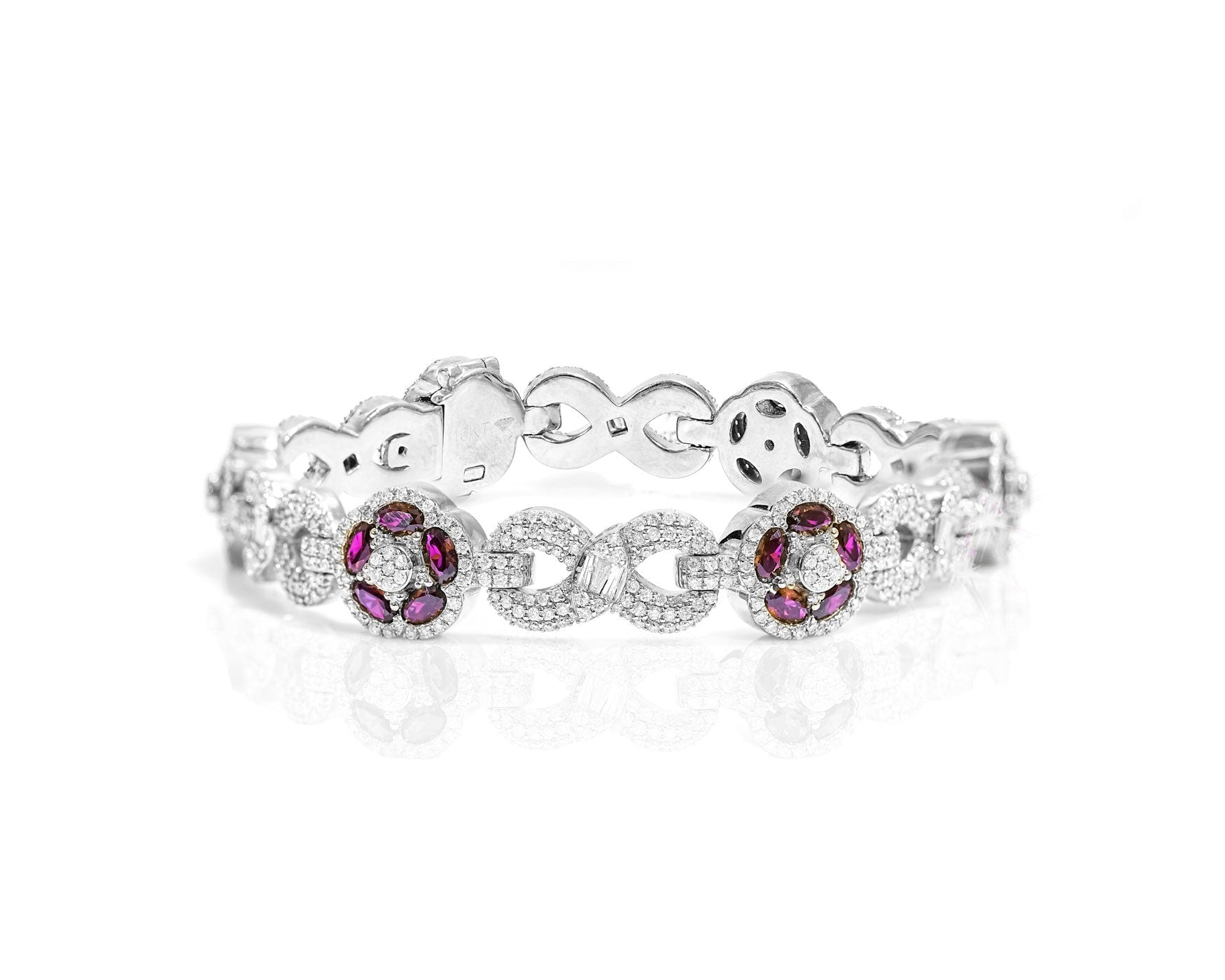 10k Floral and Infinity Link Bracelet with Red Sapphire 6.0ct - Mr. Alex Jewelry