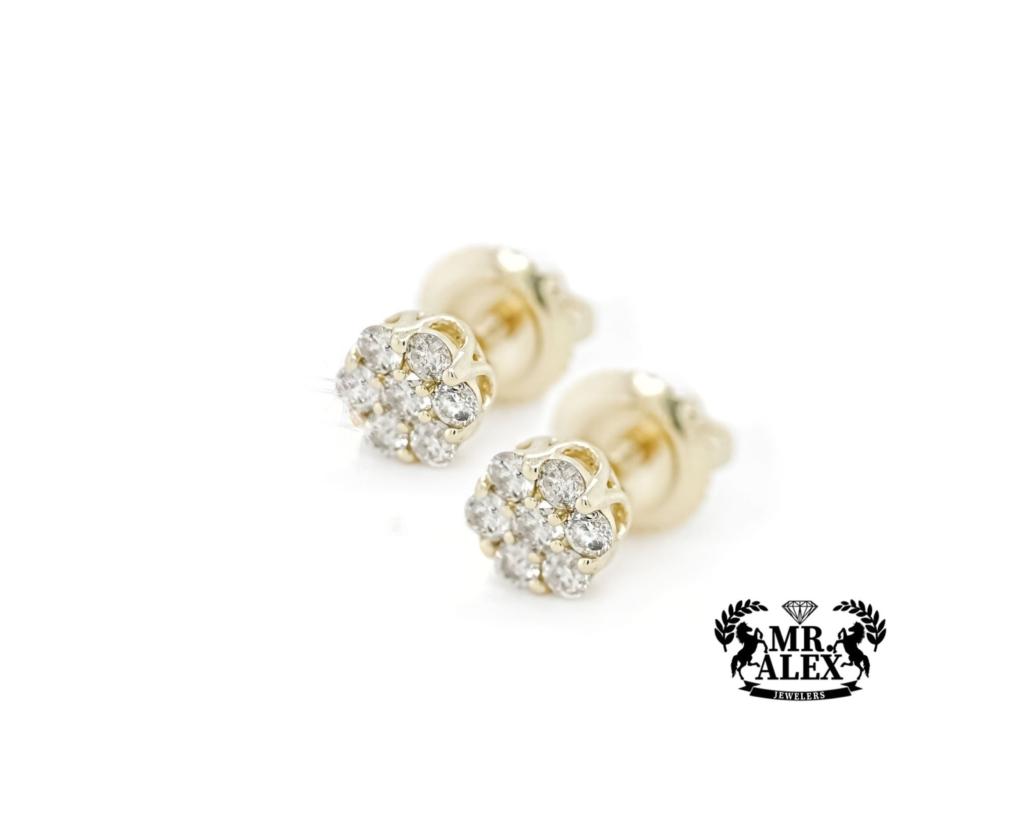 10k Floral Design Earrings with Diamond Accents 0.35ct - Mr. Alex Jewelry