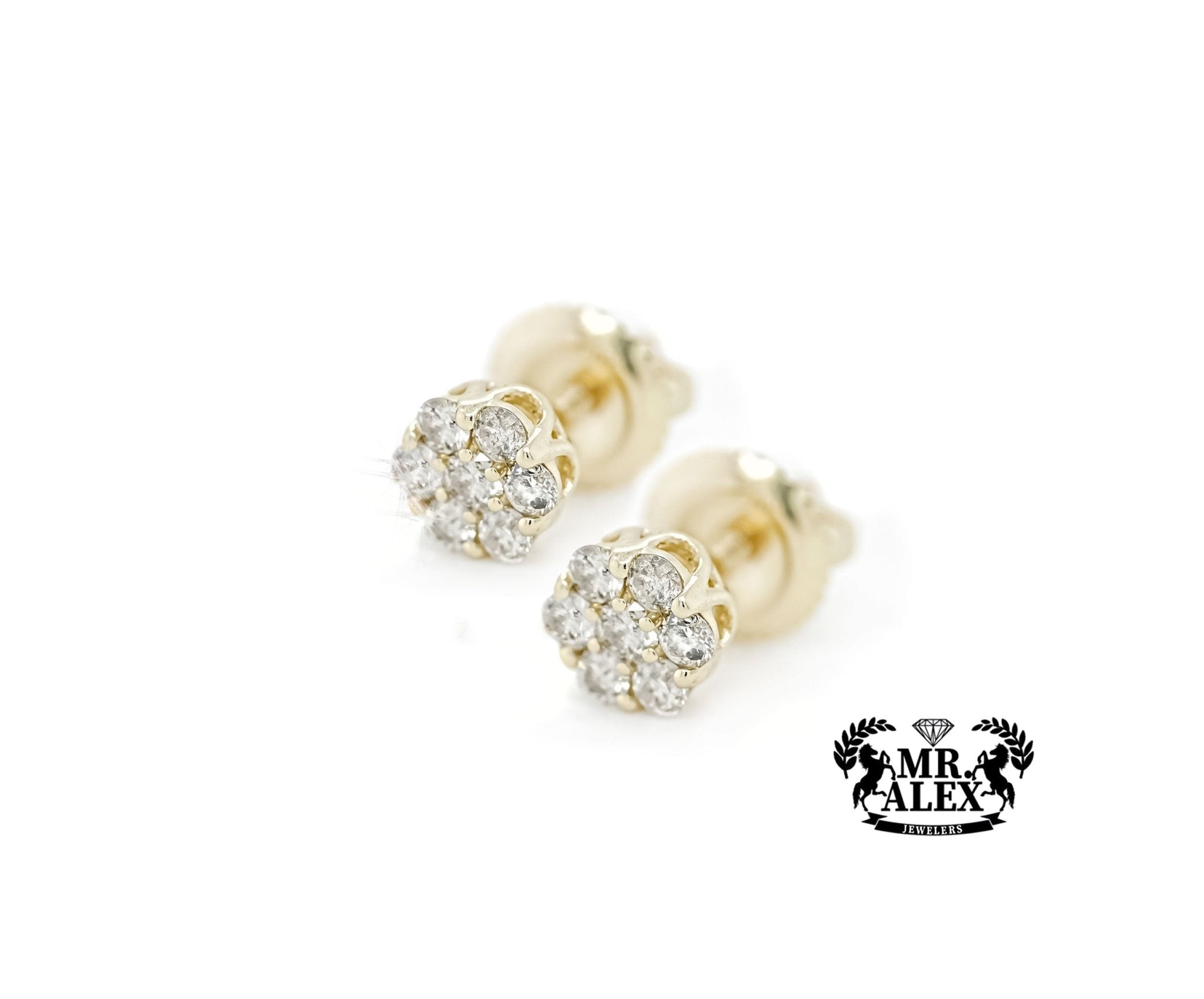 10k Floral Design Earrings with Diamond Accents 0.35ct - Mr. Alex Jewelry