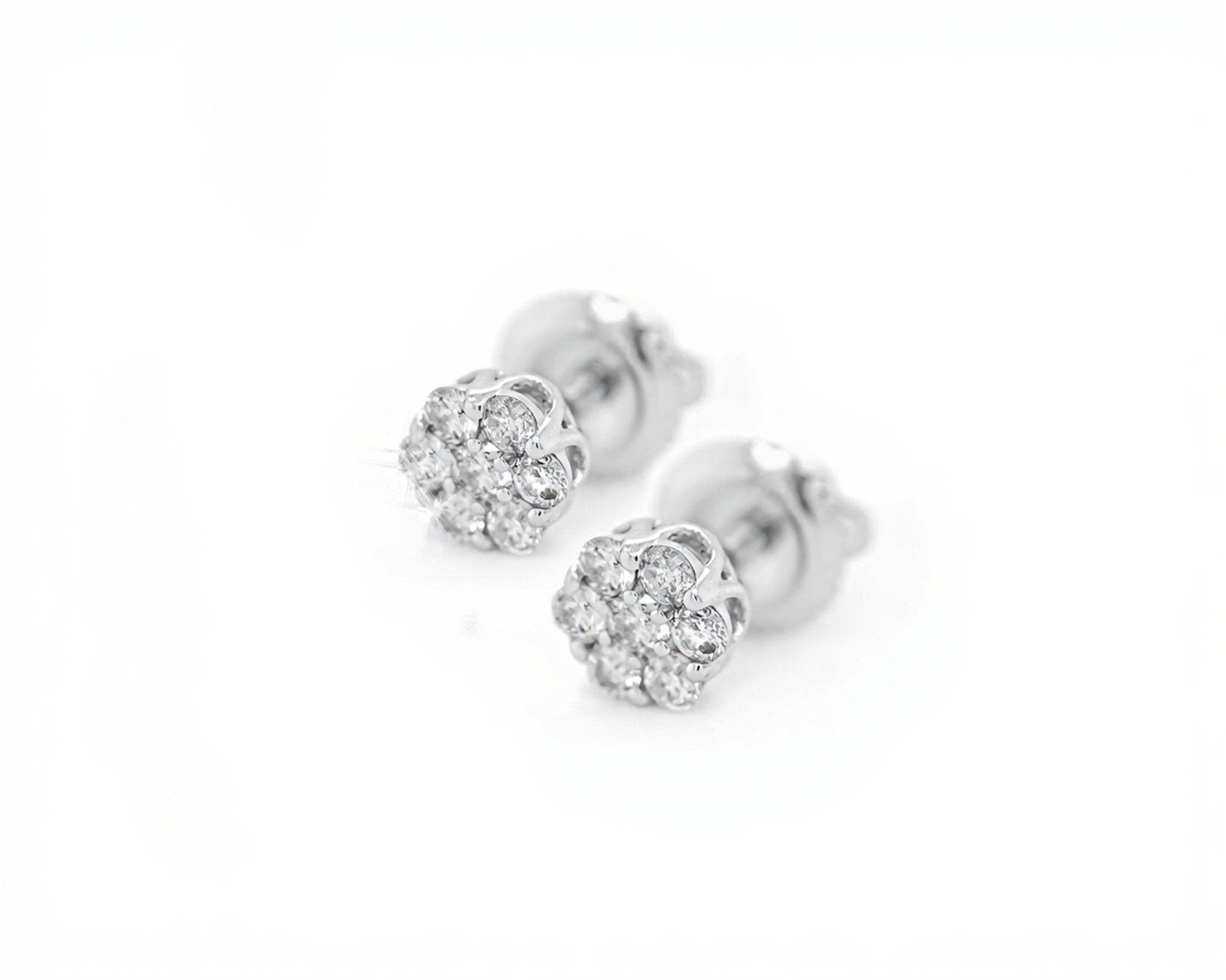 10k Floral Design Earrings with Diamond Accents 0.35ct - Mr. Alex Jewelry