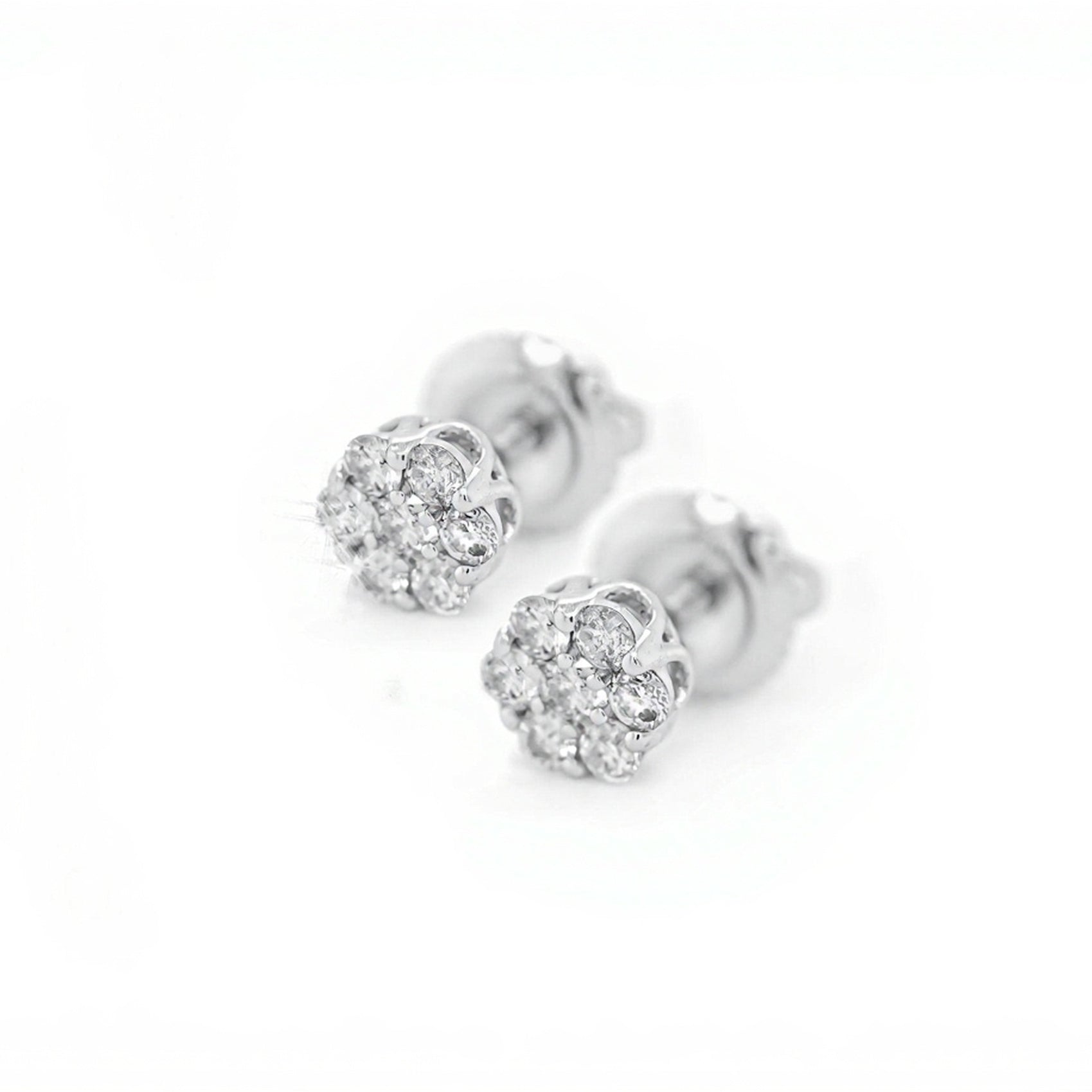 10k Floral Design Earrings with Diamond Accents 0.35ct - Mr. Alex Jewelry