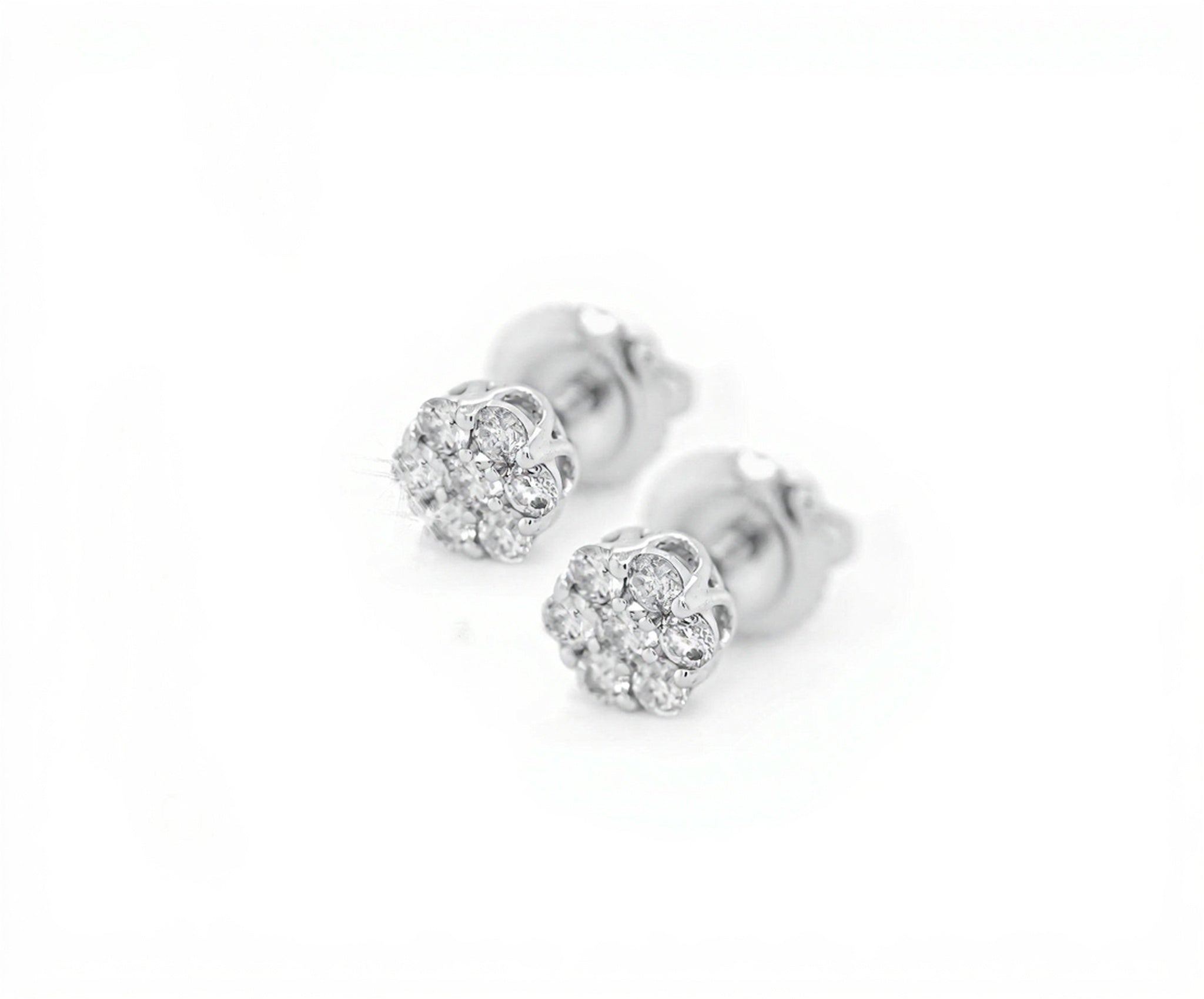 10k Floral Design Earrings with Diamond Accents 0.35ct - Mr. Alex Jewelry