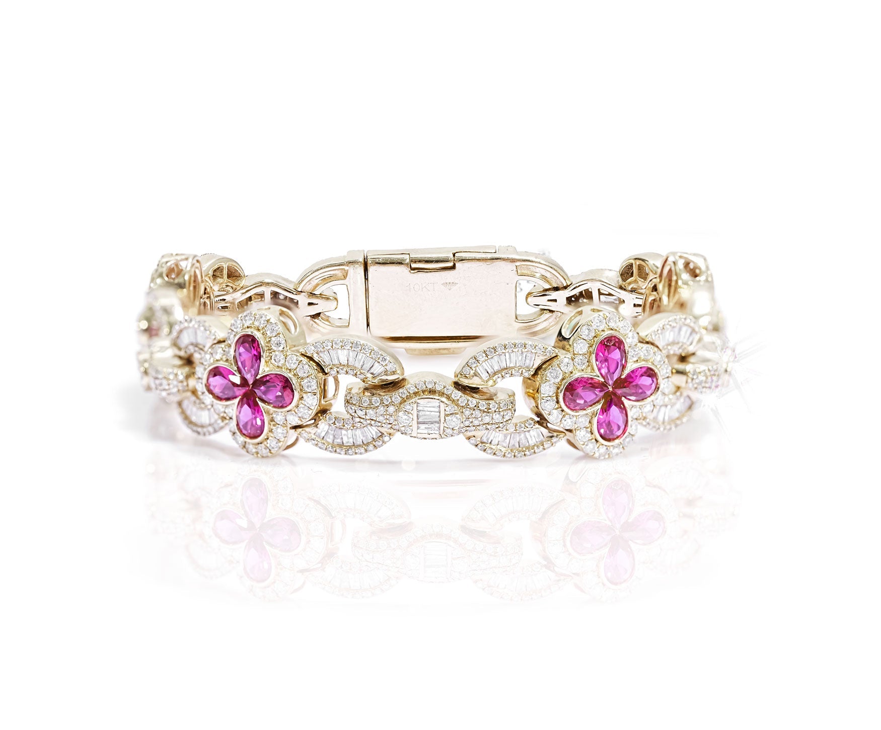 10k Floral Infinity Bracelet with Red Sapphire Diamond Accents 10.26ct - Mr. Alex Jewelry