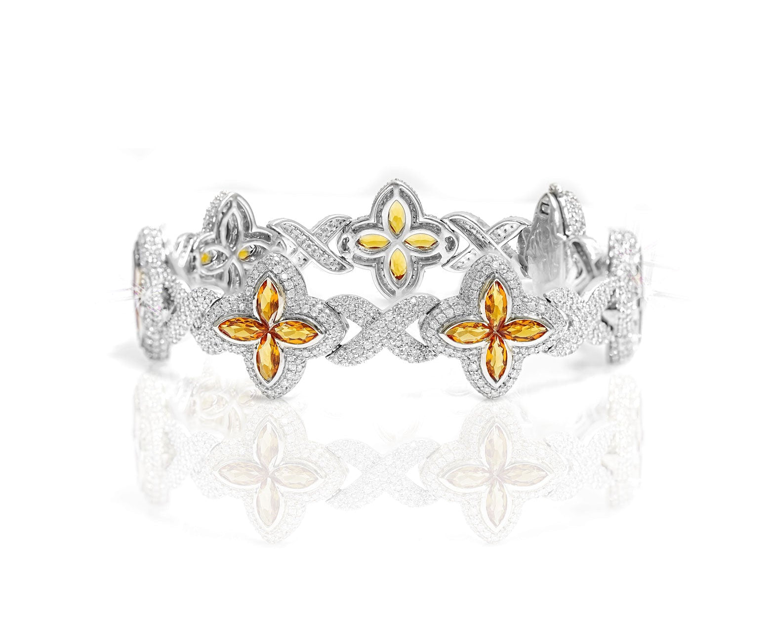 10k Floral Infinity Bracelet with Yellow Sapphire and Diamond Accents 7.50ct - Mr. Alex Jewelry