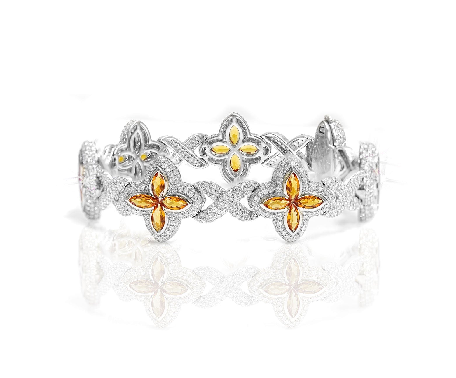 10k Floral Infinity Bracelet with Yellow Sapphire and Diamond Accents 7.50ct - Mr. Alex Jewelry