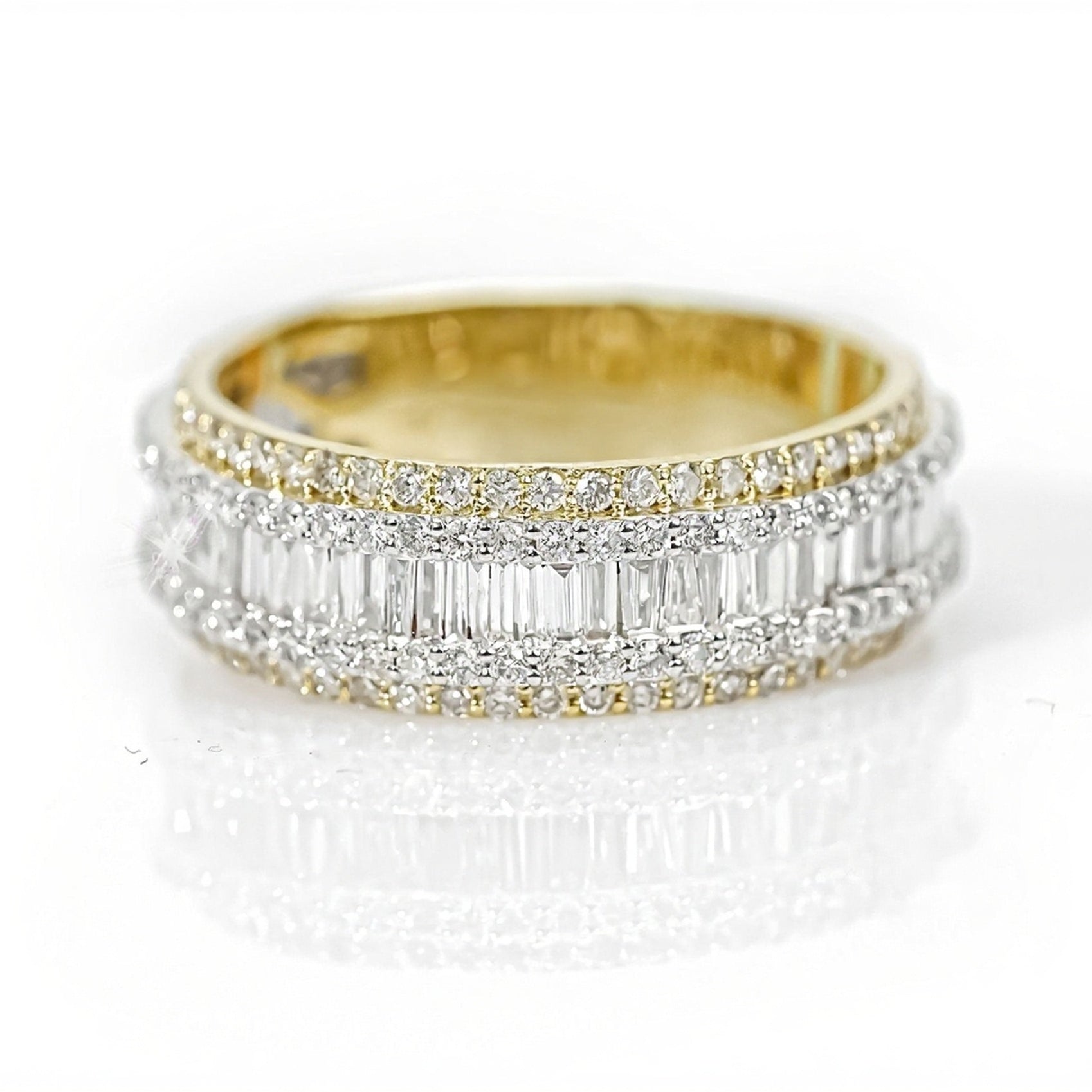 10k Gold Baguette Center Diamond Ring 1.95ct - Mr. Alex Jewelry