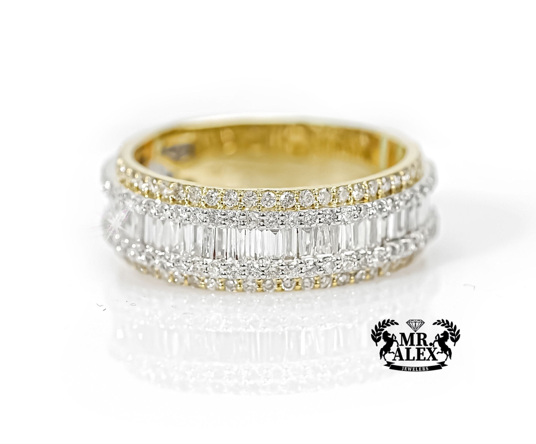 10k Gold Baguette Center Diamond Ring 1.95ct - Mr. Alex Jewelry