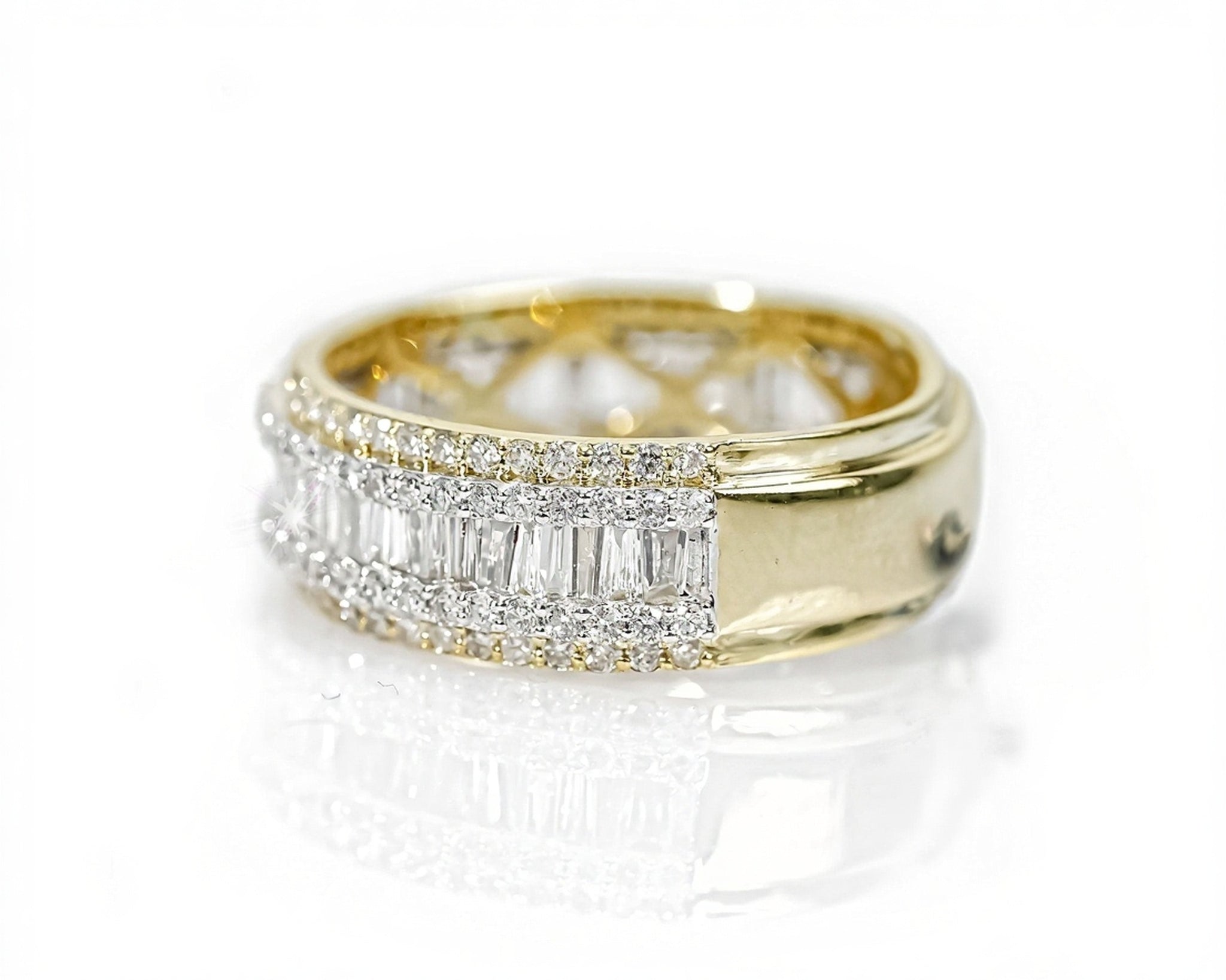 10k Gold Baguette Center Diamond Ring 1.95ct - Mr. Alex Jewelry