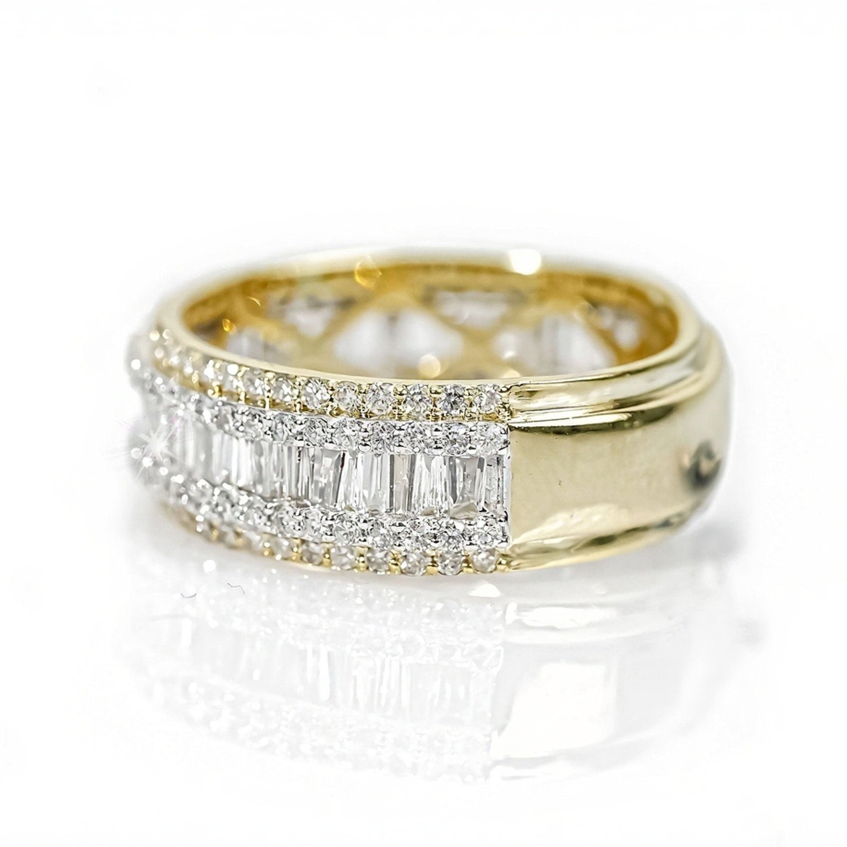 10k Gold Baguette Center Diamond Ring 1.95ct - Mr. Alex Jewelry