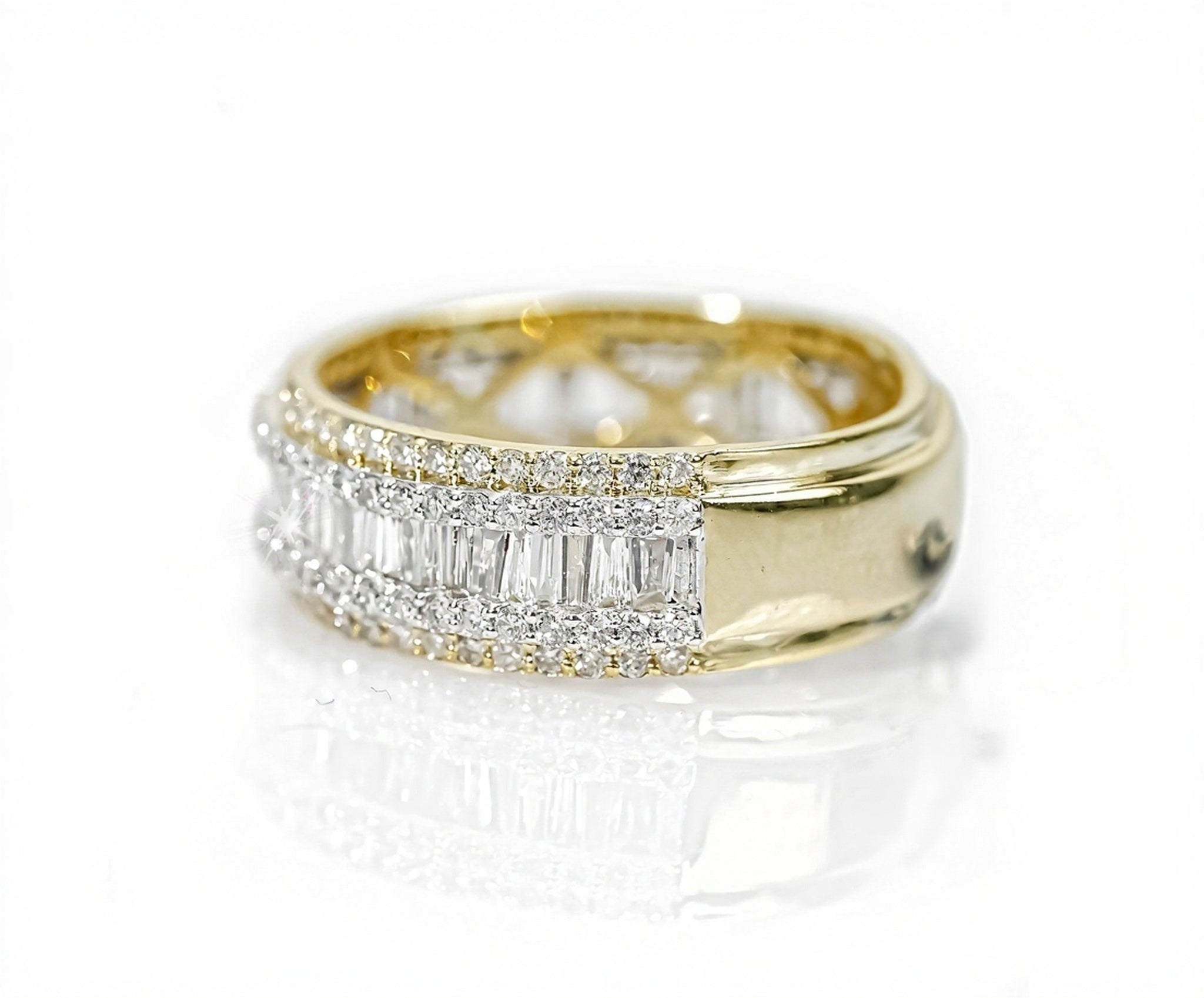 10k Gold Baguette Center Diamond Ring 1.95ct - Mr. Alex Jewelry