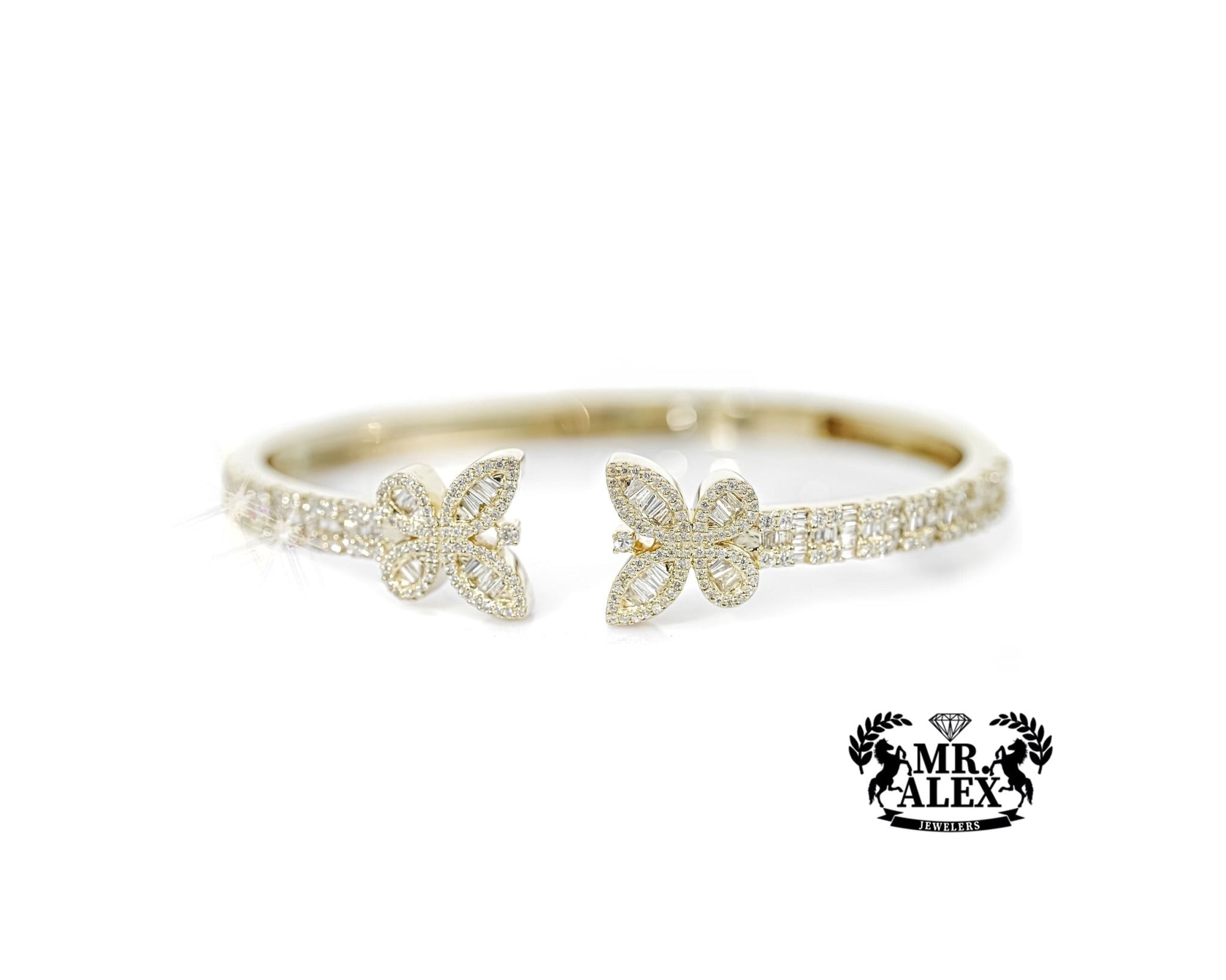 10k Gold Butterfly Diamond Bangle 2.25ct - Mr. Alex Jewelry