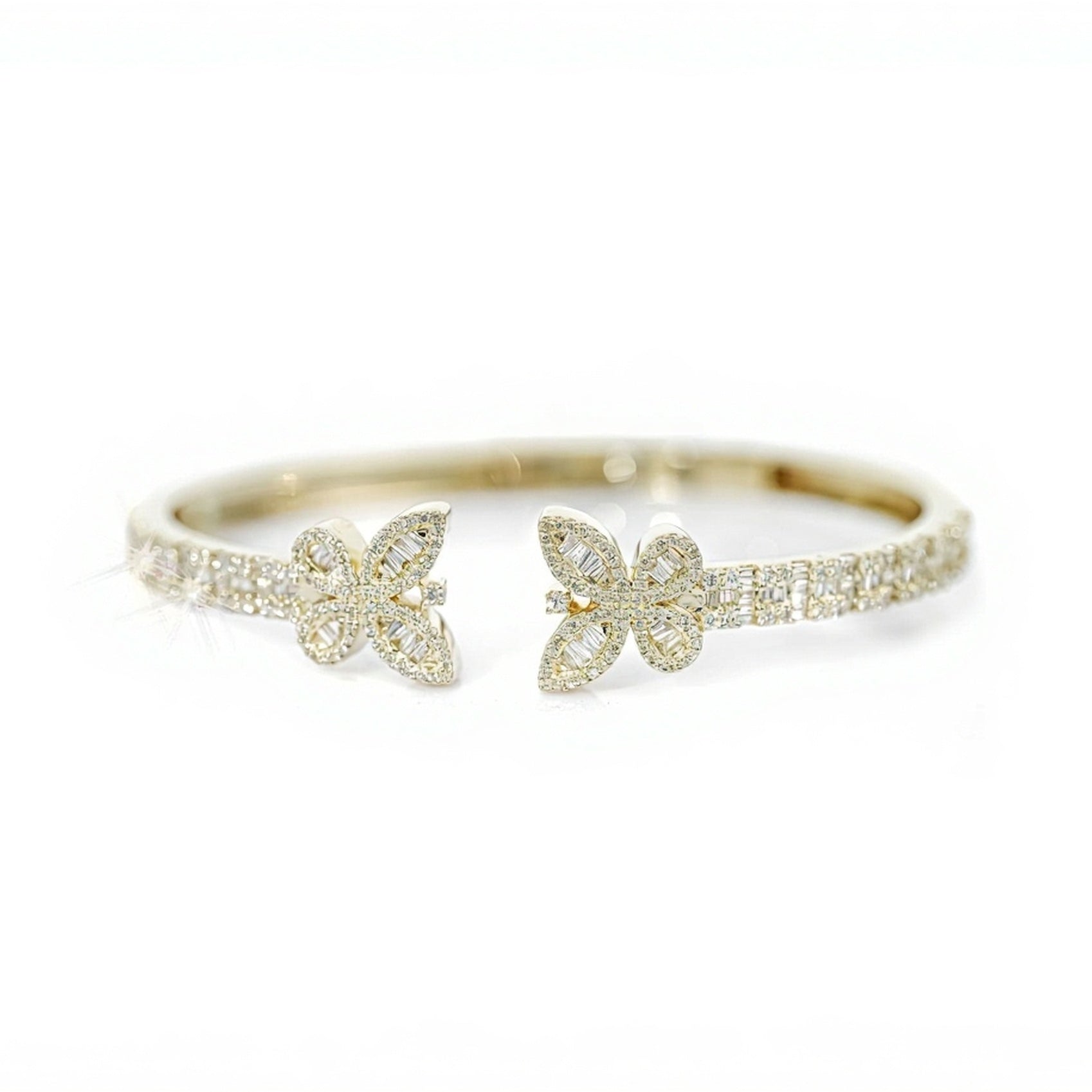 10k Gold Butterfly Diamond Bangle 2.25ct - Mr. Alex Jewelry