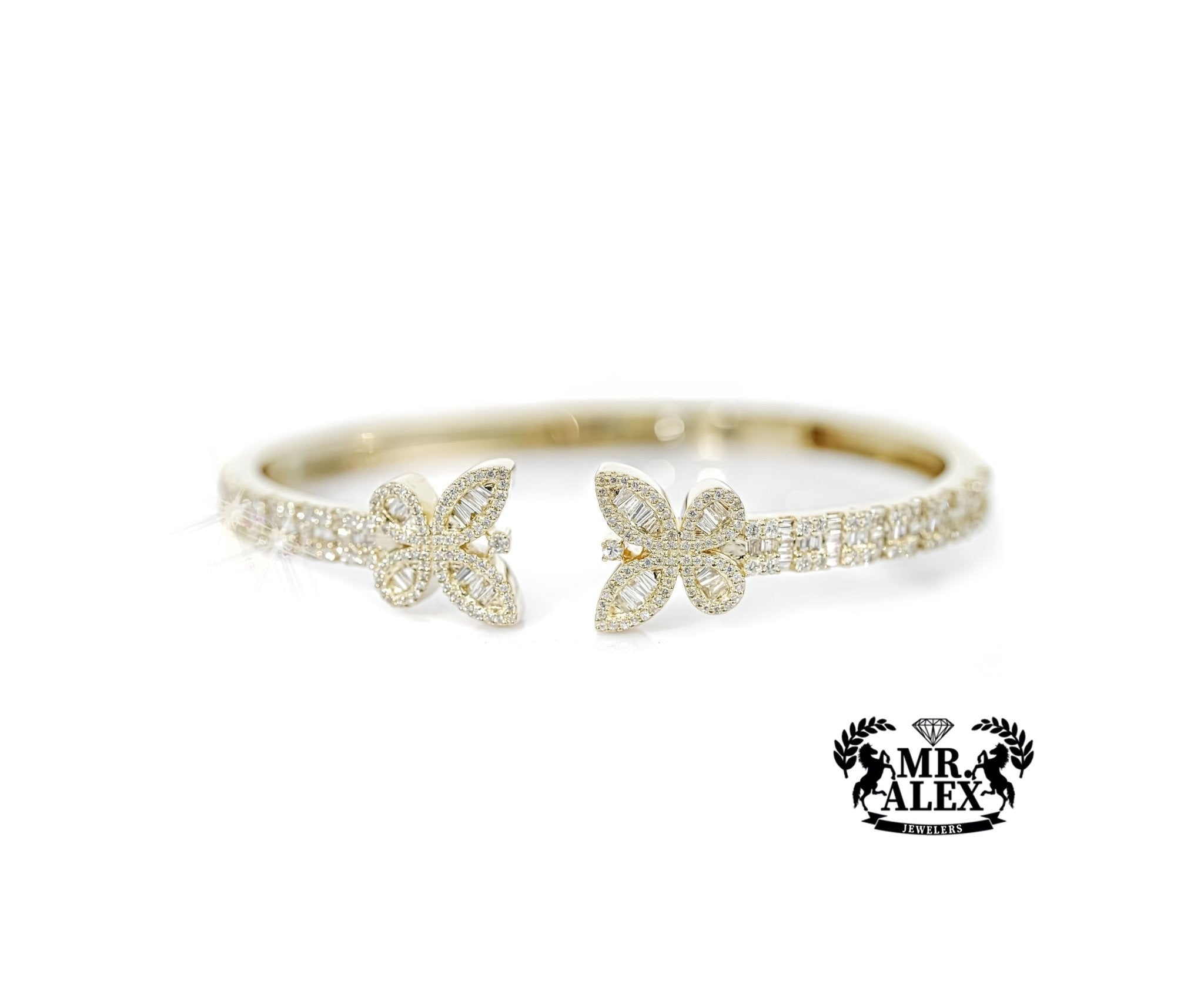 10k Gold Butterfly Diamond Bangle 2.25ct - Mr. Alex Jewelry