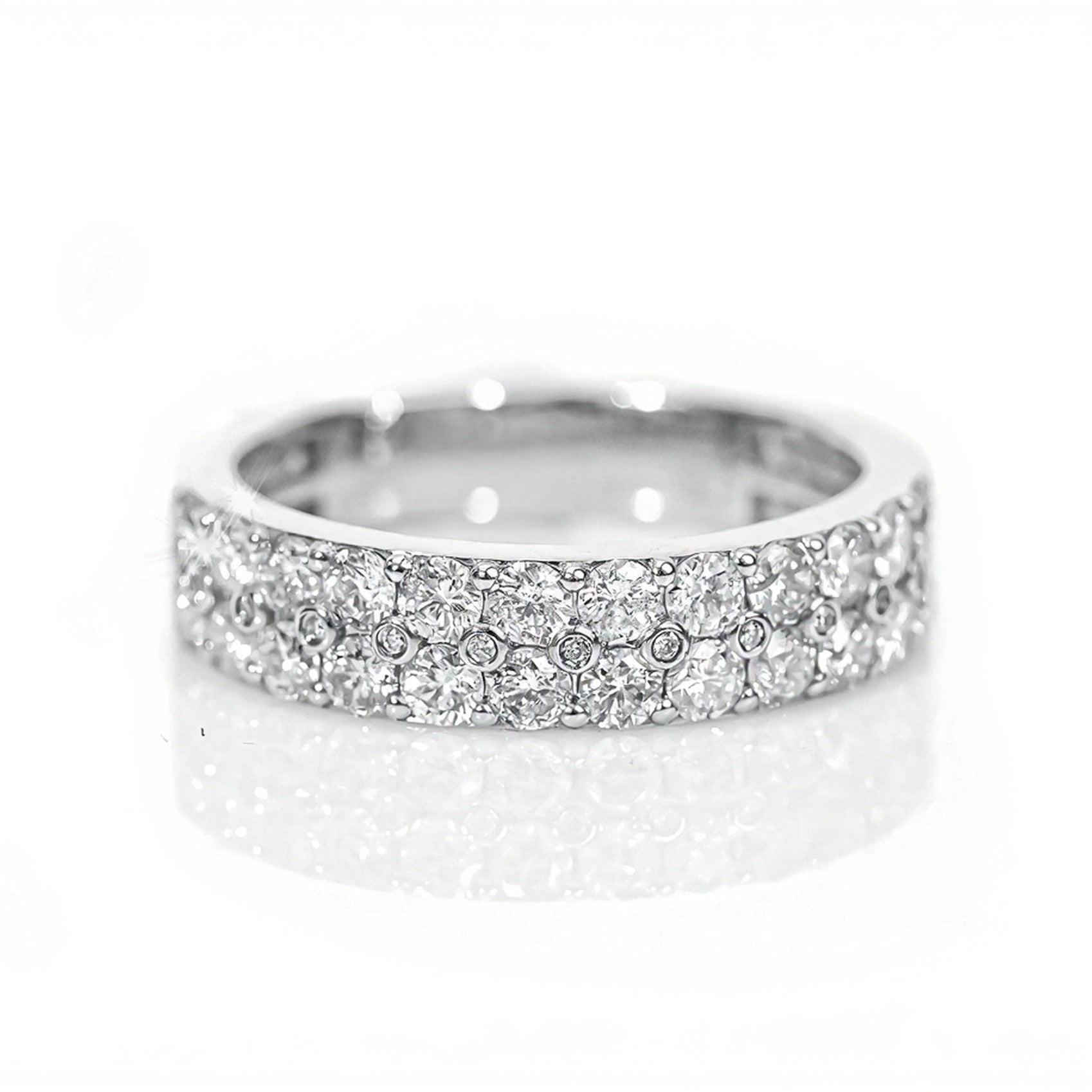 10k Gold Double Row Diamond Ring Band 1.75ct - Mr. Alex Jewelry