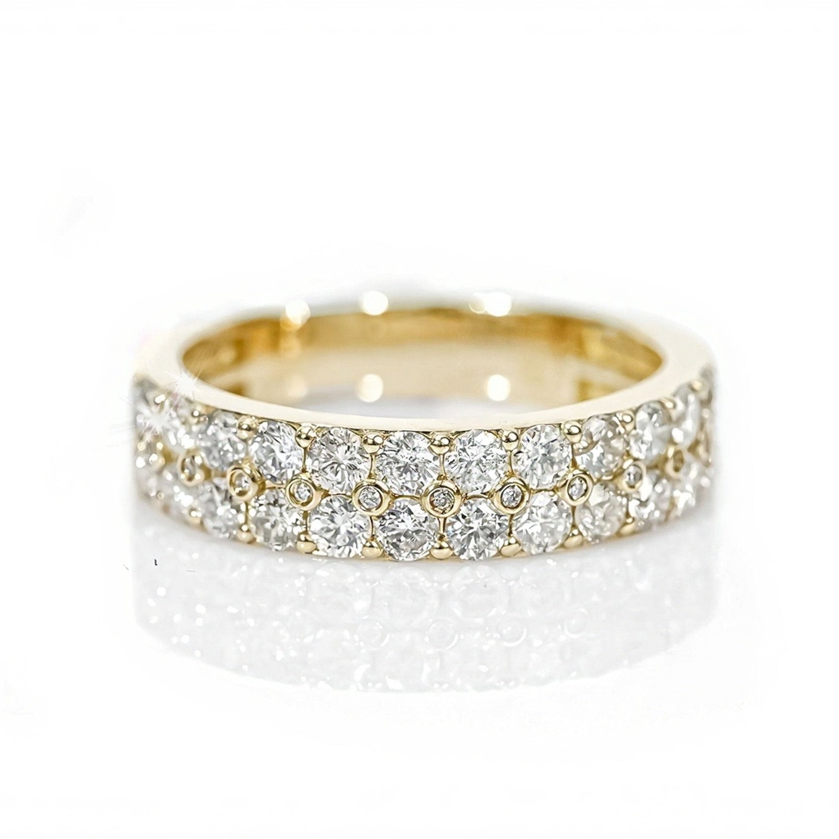 10k Gold Double Row Diamond Ring Band 1.75ct - Mr. Alex Jewelry