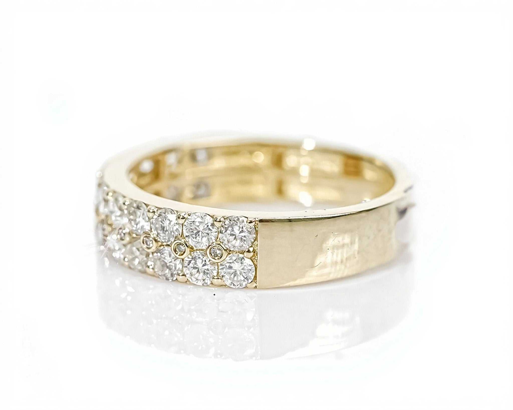 10k Gold Double Row Diamond Ring Band 1.75ct - Mr. Alex Jewelry