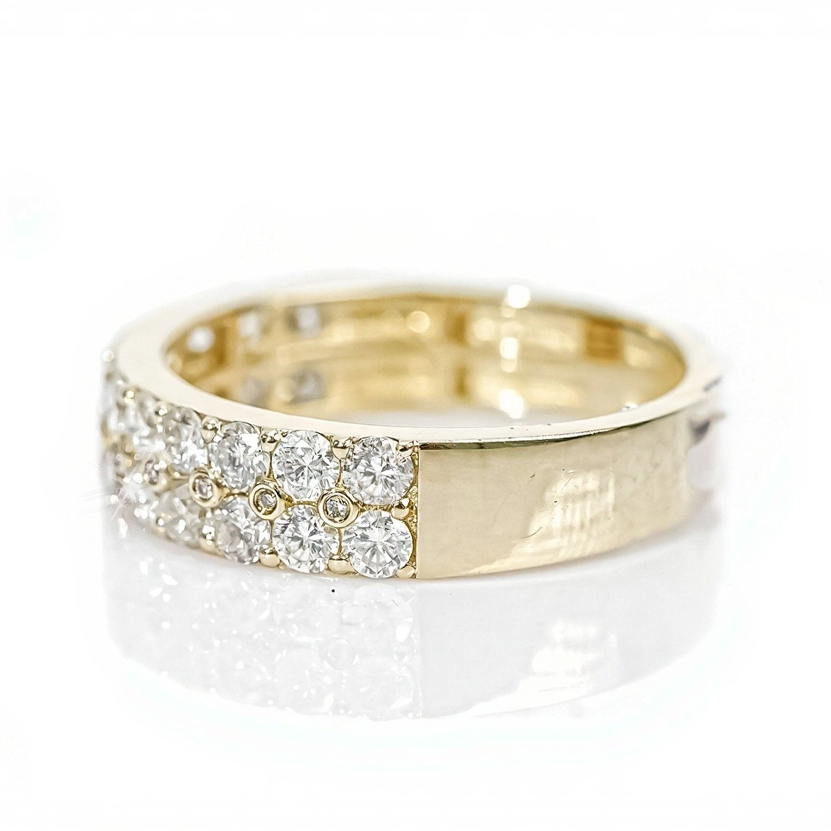 10k Gold Double Row Diamond Ring Band 1.75ct - Mr. Alex Jewelry