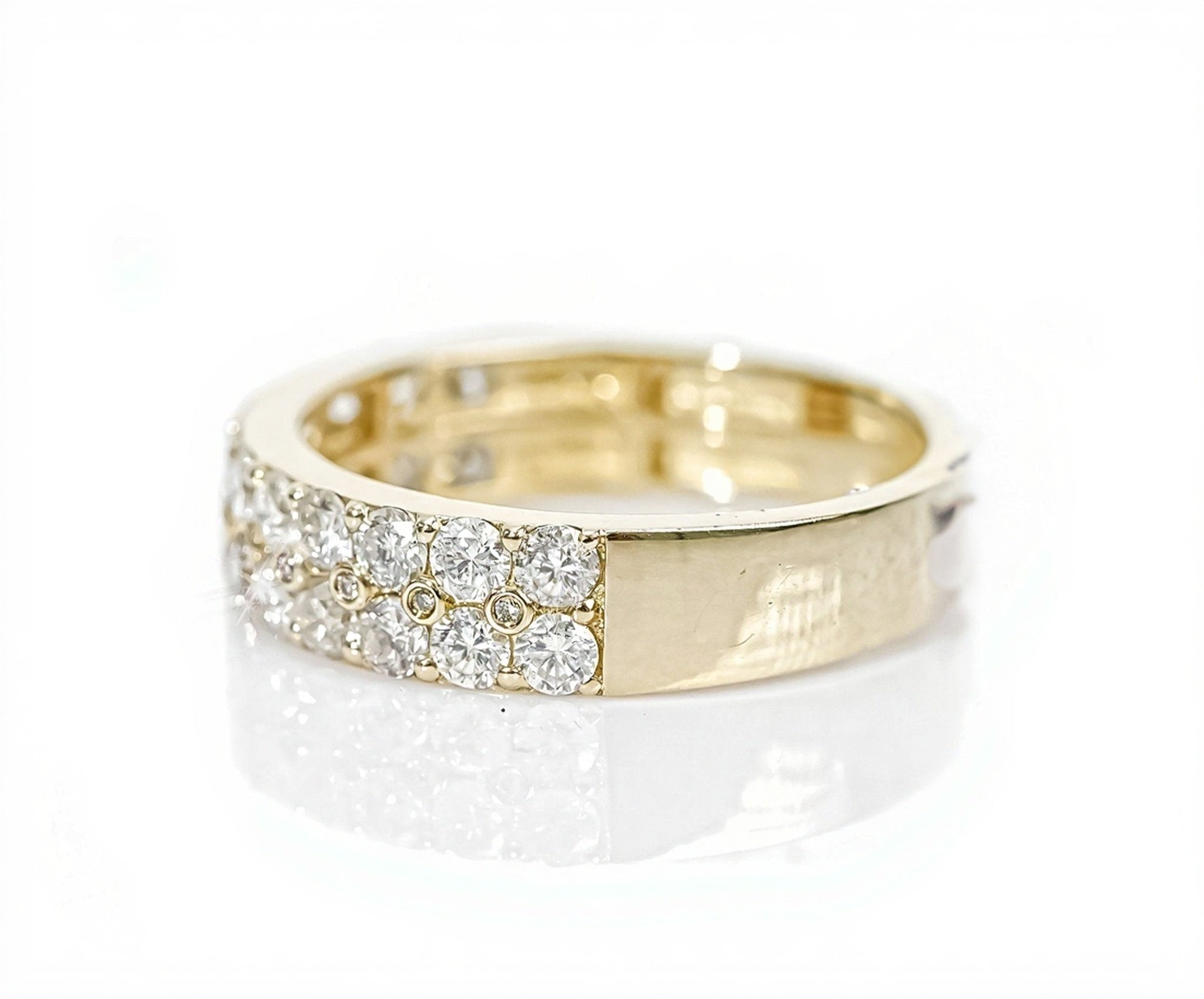 10k Gold Double Row Diamond Ring Band 1.75ct - Mr. Alex Jewelry