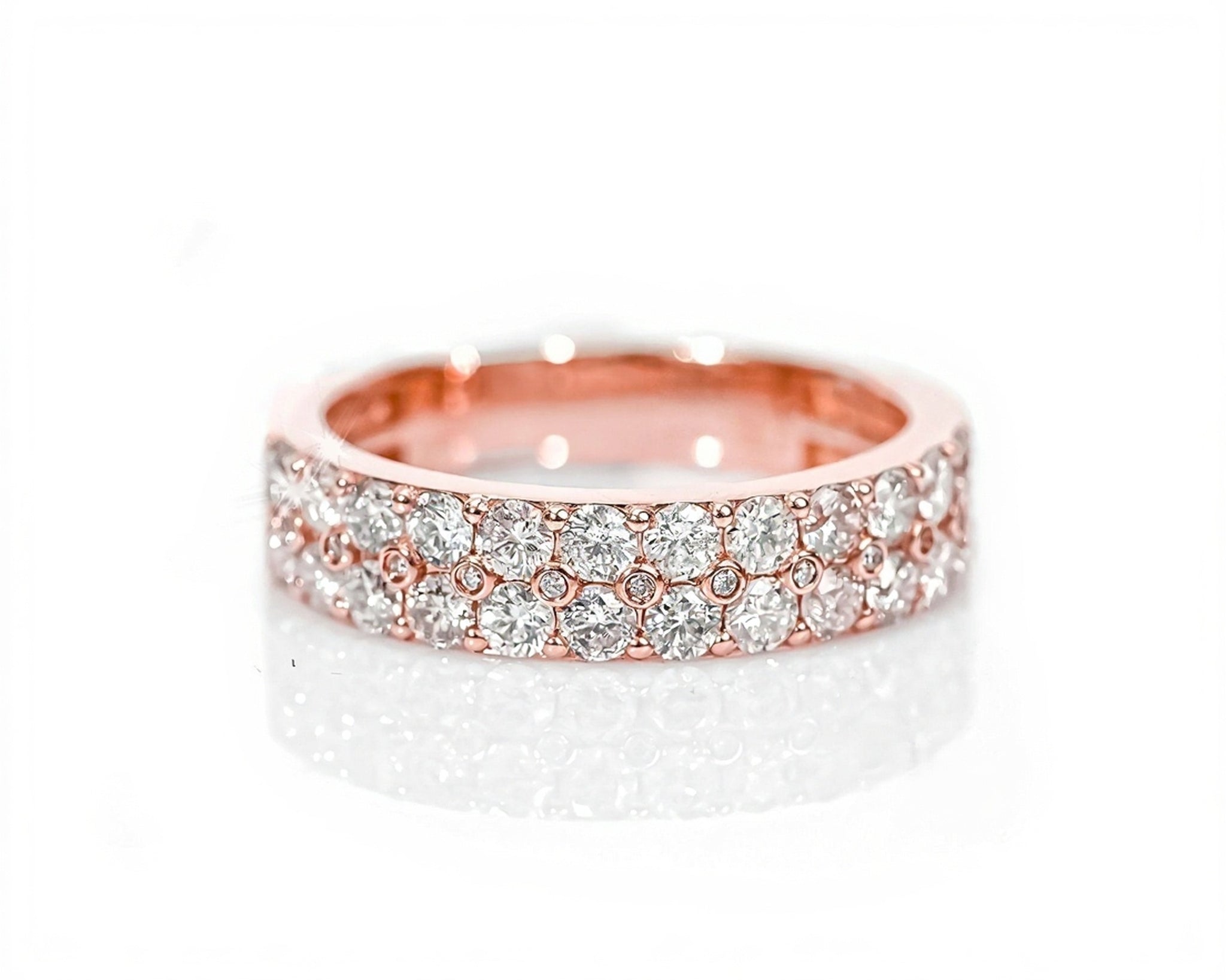 10k Gold Double Row Diamond Ring Band 1.75ct - Mr. Alex Jewelry