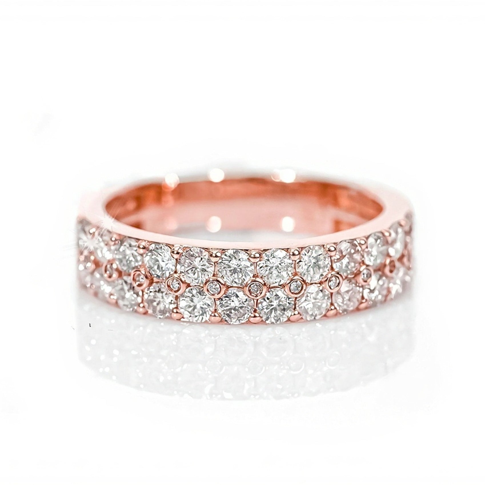 10k Gold Double Row Diamond Ring Band 1.75ct - Mr. Alex Jewelry