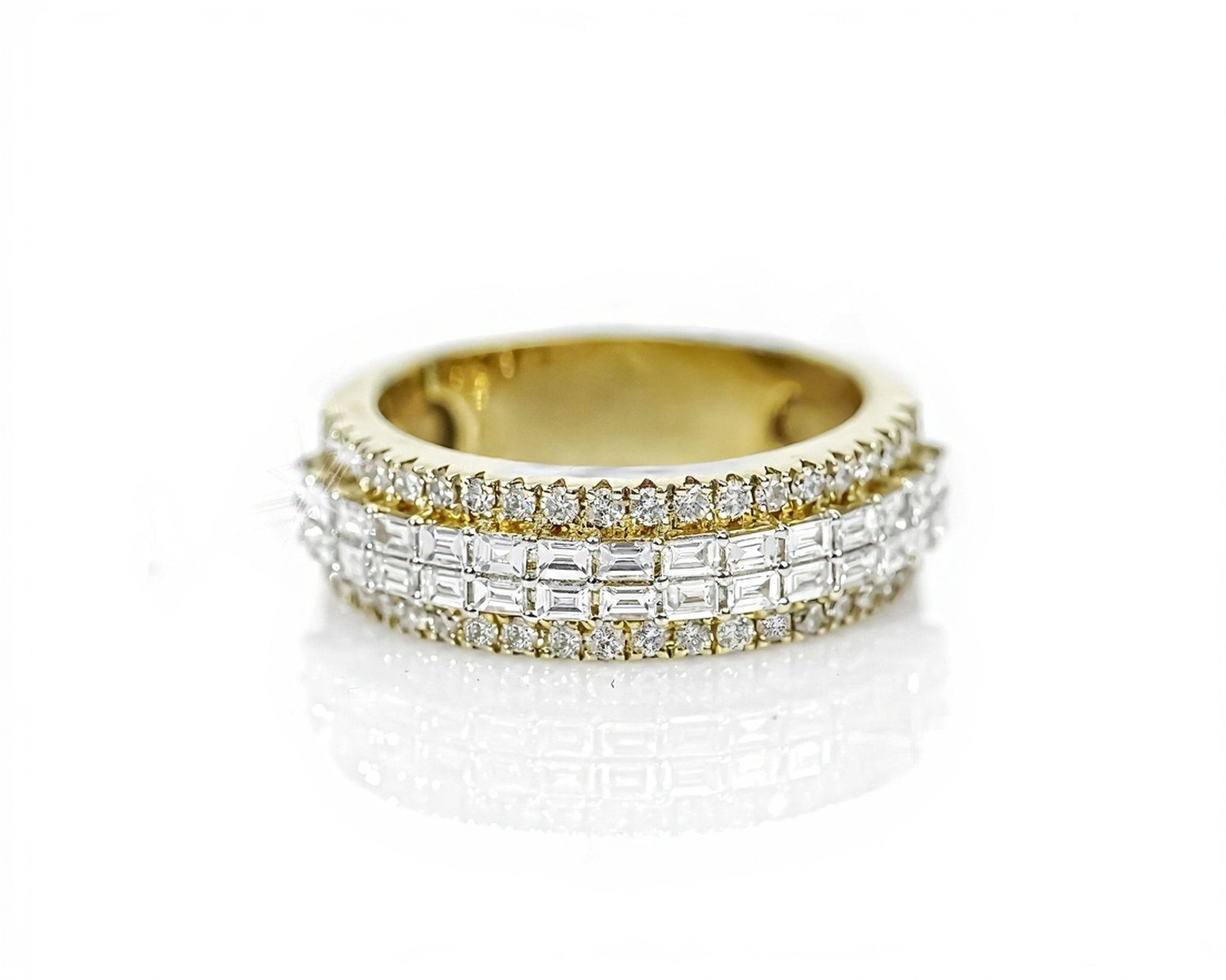 10k Gold Emerald-Cut & Round Diamond Band 1.50ct - Mr. Alex Jewelry