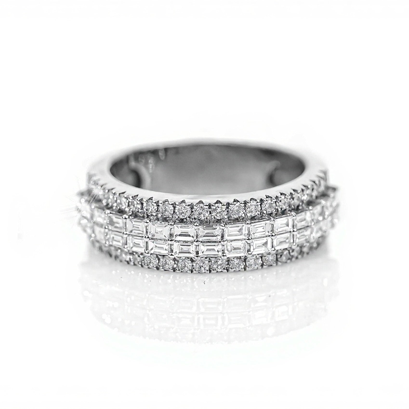 10k Gold Emerald-Cut & Round Diamond Band 1.50ct - Mr. Alex Jewelry