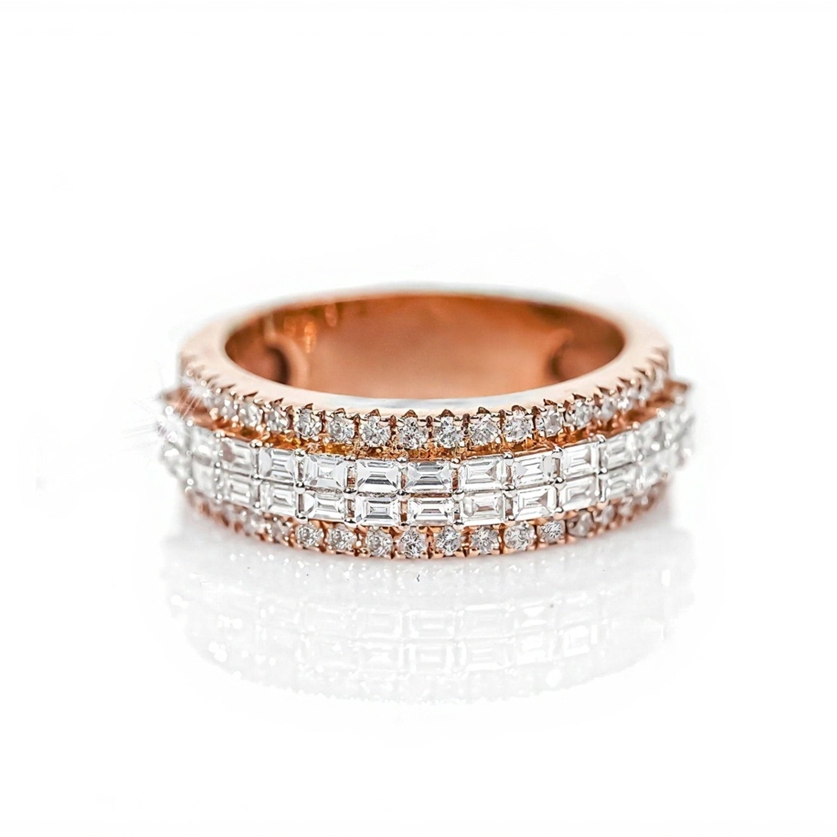 10k Gold Emerald-Cut & Round Diamond Band 1.50ct - Mr. Alex Jewelry