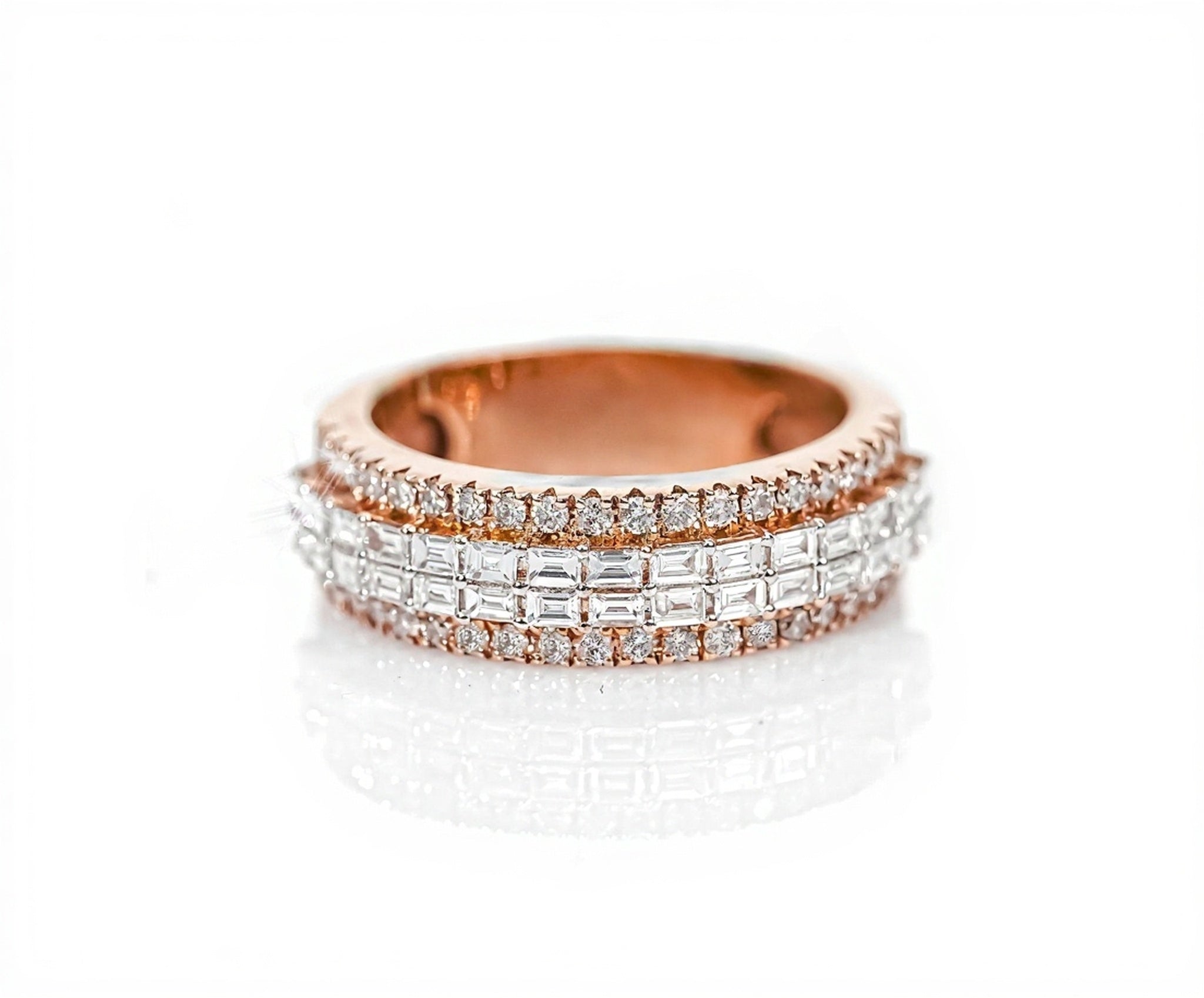 10k Gold Emerald-Cut & Round Diamond Band 1.50ct - Mr. Alex Jewelry