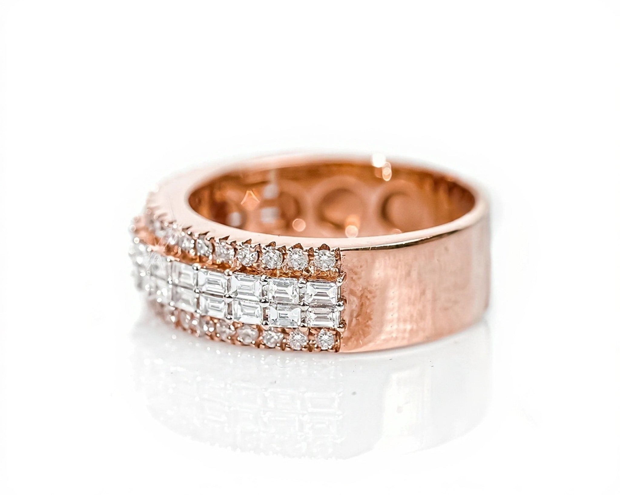 10k Gold Emerald-Cut & Round Diamond Band 1.50ct - Mr. Alex Jewelry