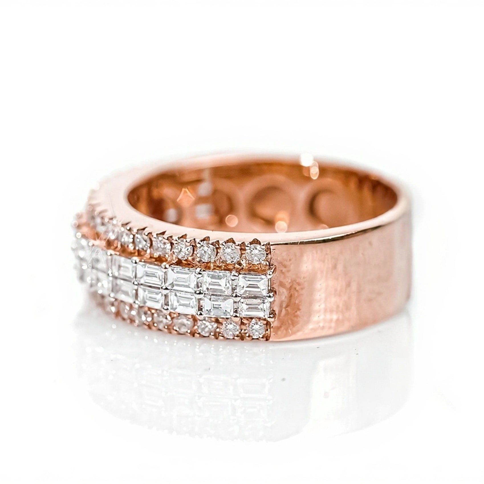 10k Gold Emerald-Cut & Round Diamond Band 1.50ct - Mr. Alex Jewelry