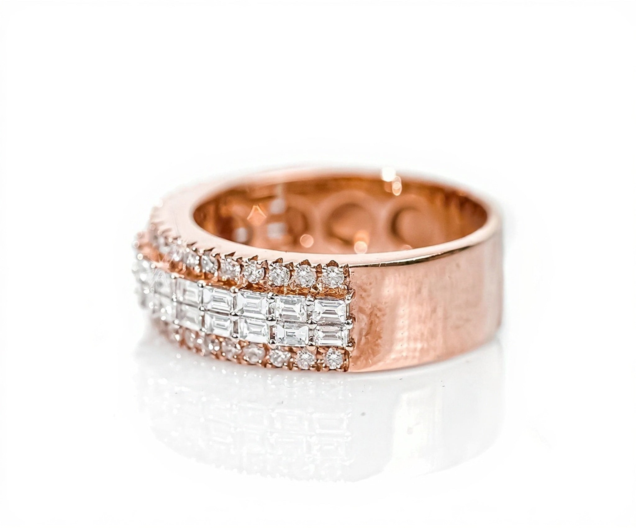 10k Gold Emerald-Cut & Round Diamond Band 1.50ct - Mr. Alex Jewelry