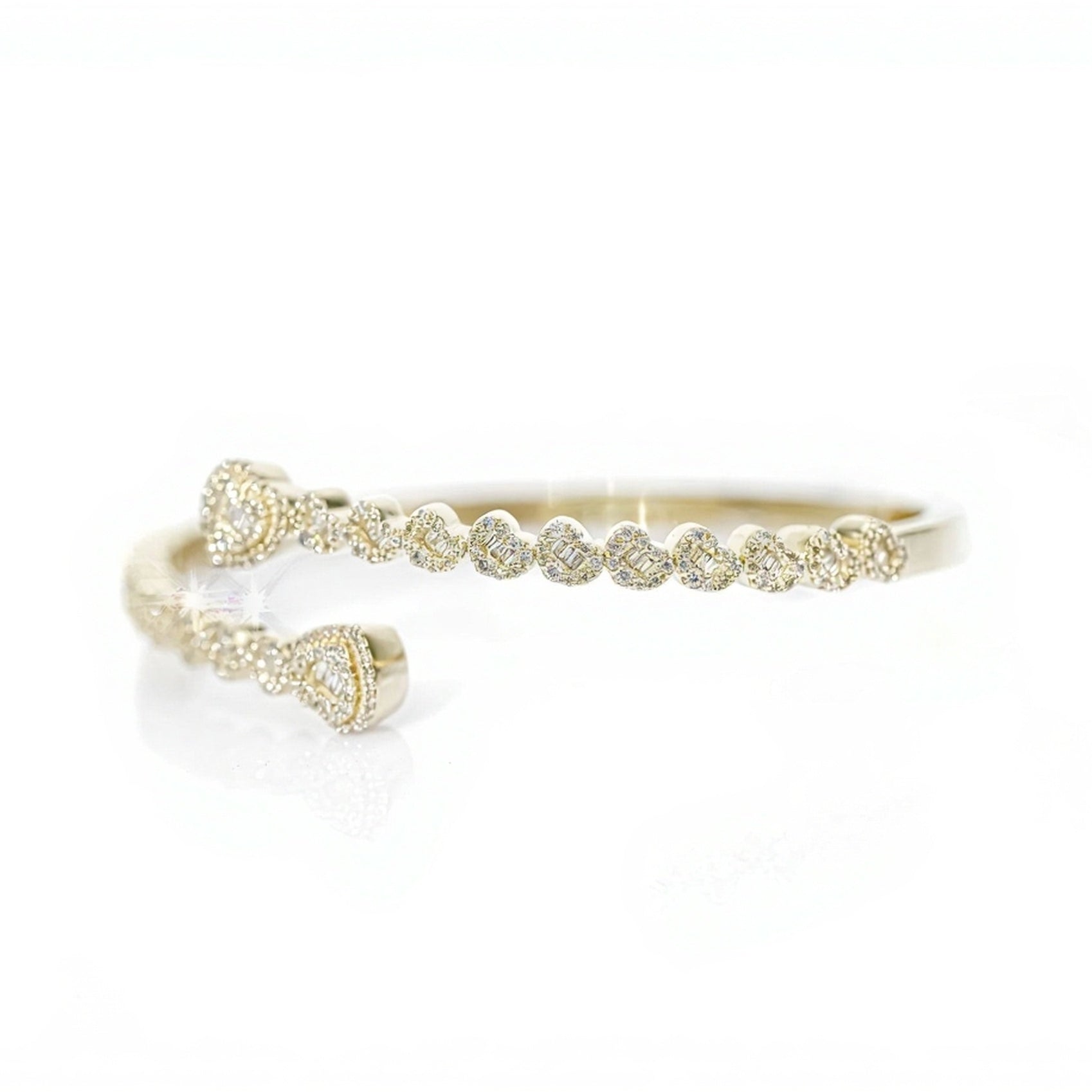 10k Gold Enveloped Hearts Diamond Bangle 1.50ct - Mr. Alex Jewelry