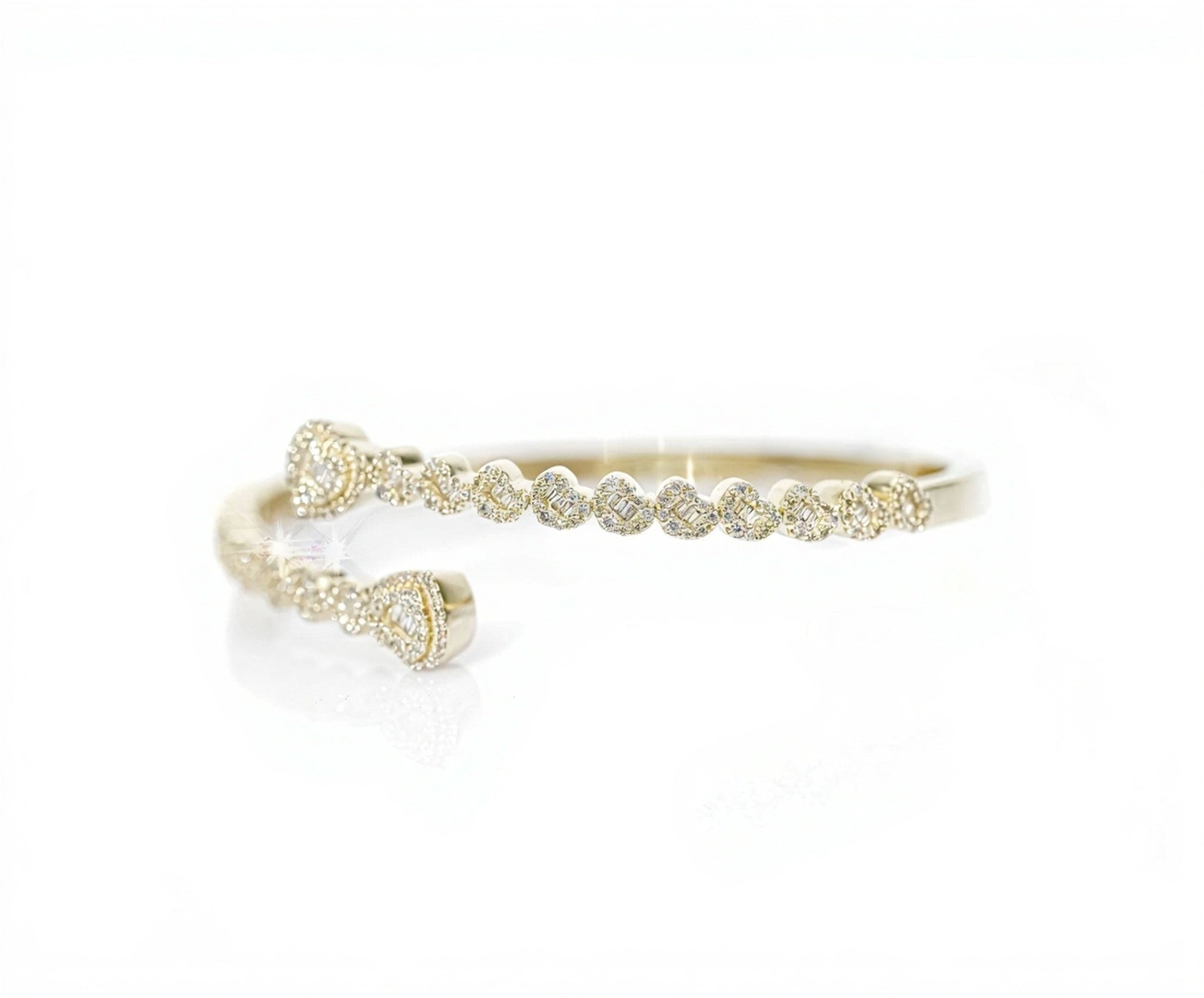 10k Gold Enveloped Hearts Diamond Bangle 1.50ct - Mr. Alex Jewelry