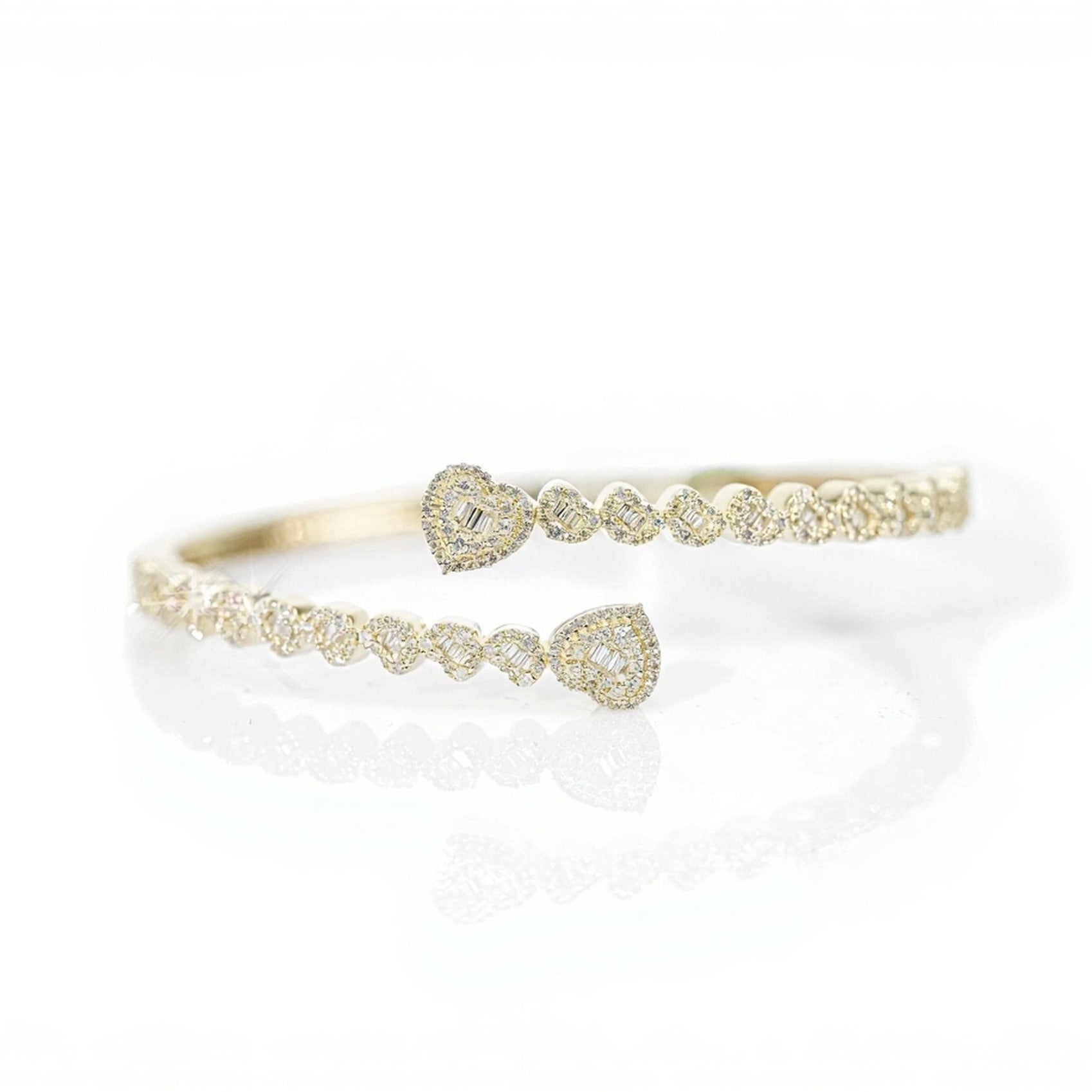 10k Gold Enveloped Hearts Diamond Bangle 1.50ct - Mr. Alex Jewelry