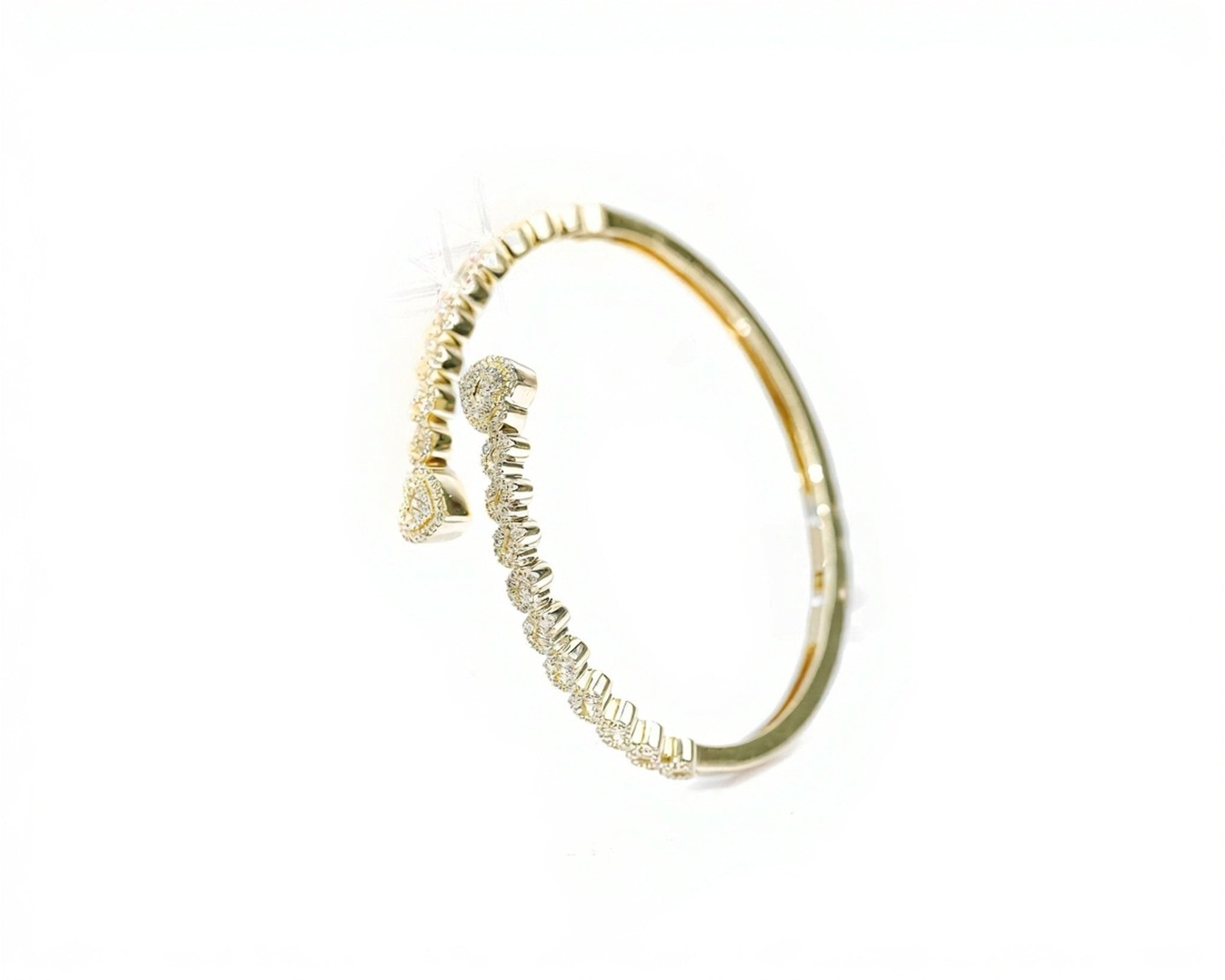 10k Gold Enveloped Hearts Diamond Bangle 1.50ct - Mr. Alex Jewelry