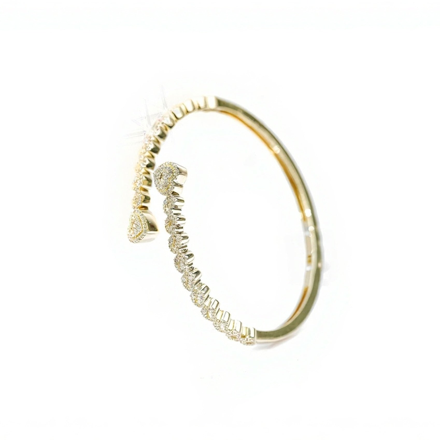10k Gold Enveloped Hearts Diamond Bangle 1.50ct - Mr. Alex Jewelry