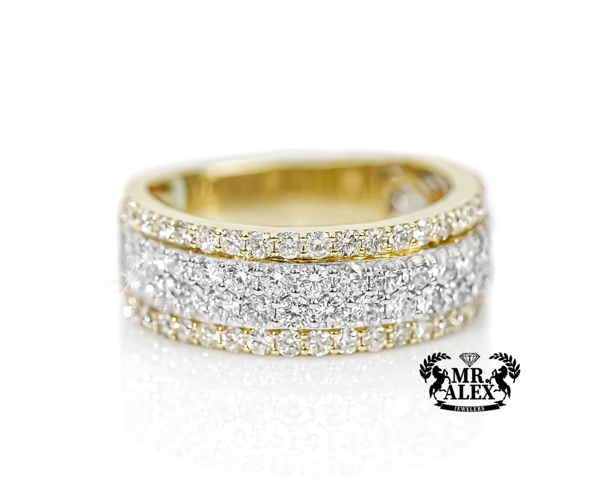 10k Gold Four-Row Graduated Diamond Ring 2.30ct - Mr. Alex Jewelry