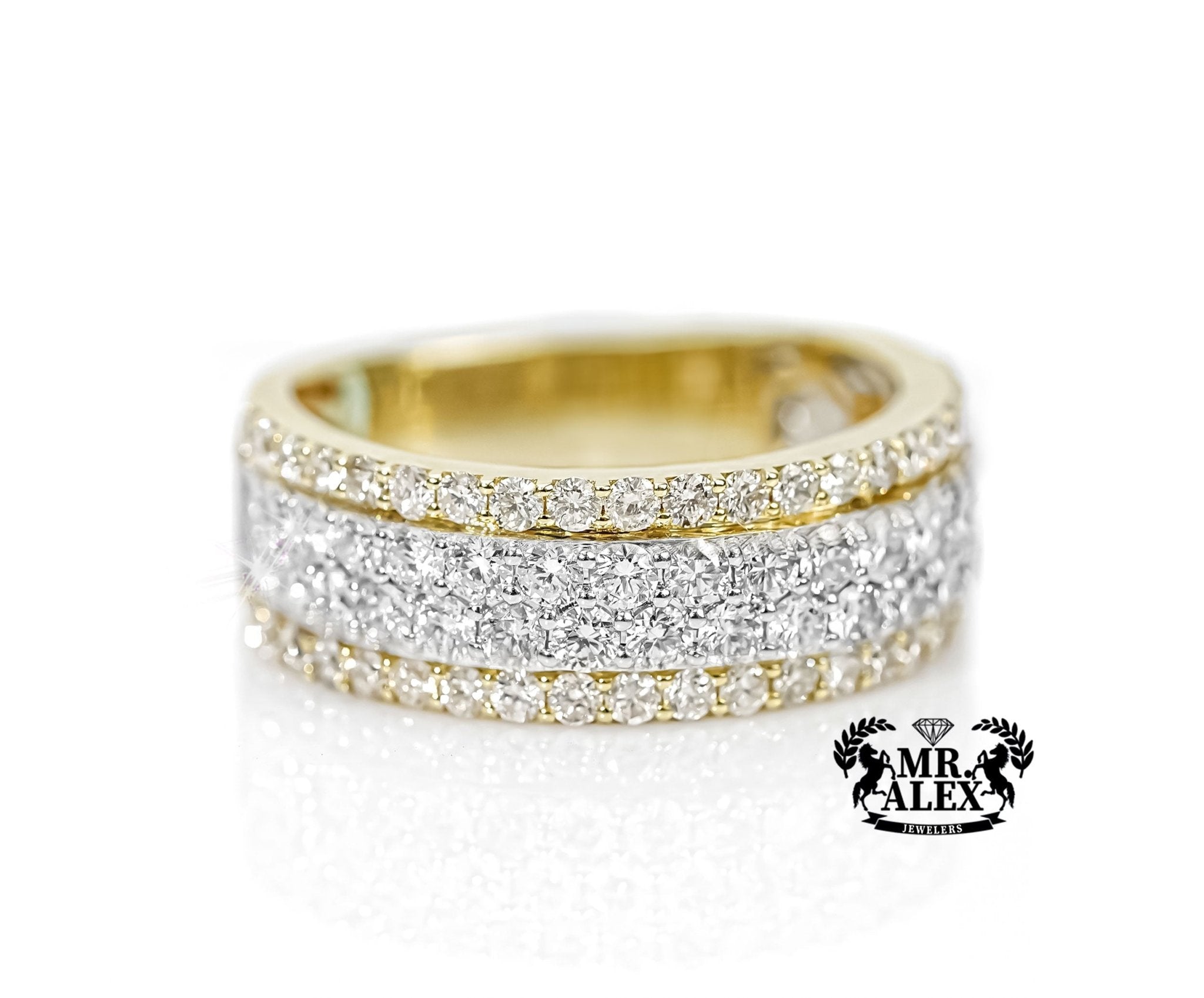 10k Gold Four-Row Graduated Diamond Ring 2.30ct - Mr. Alex Jewelry