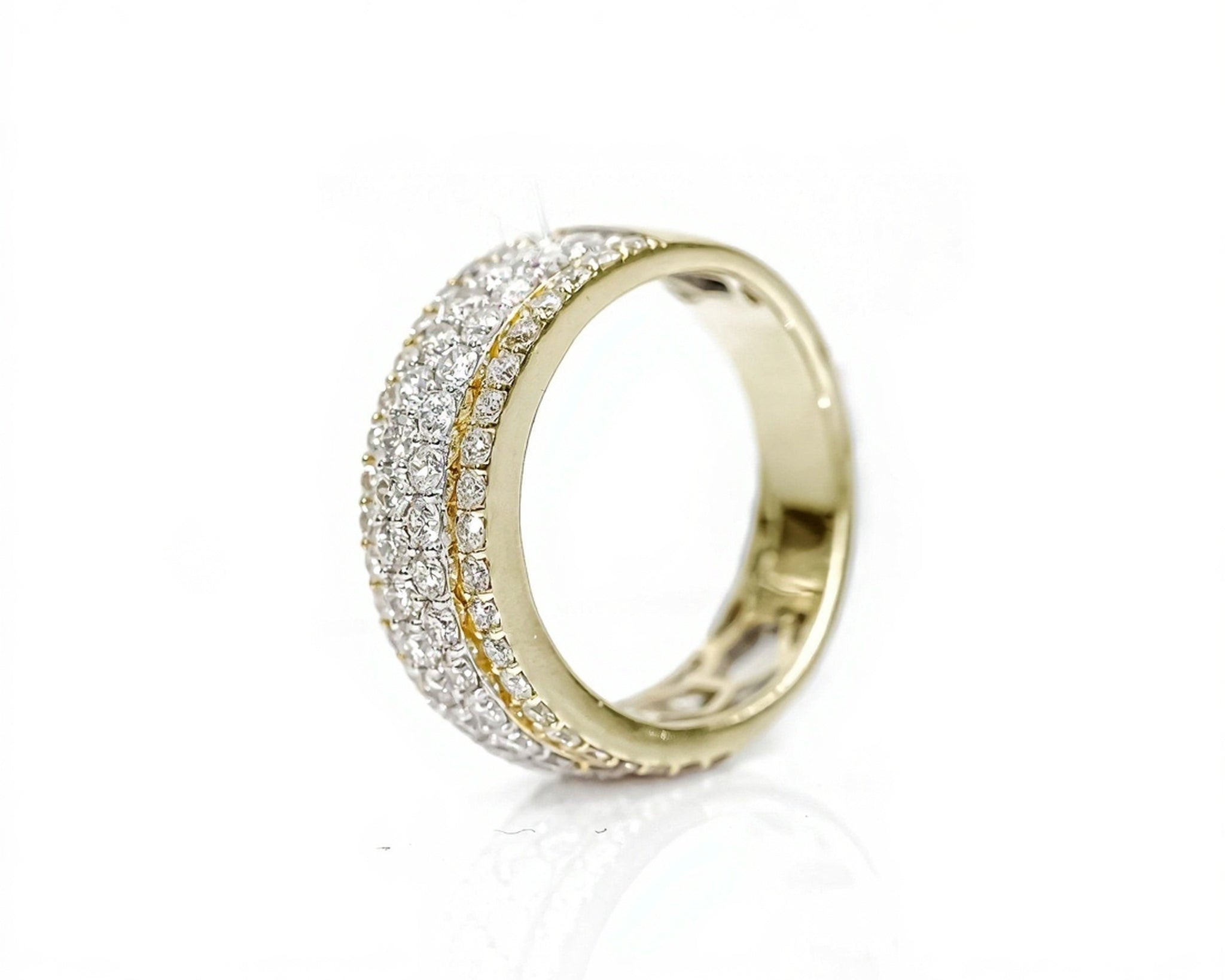 10k Gold Four-Row Graduated Diamond Ring 2.30ct - Mr. Alex Jewelry