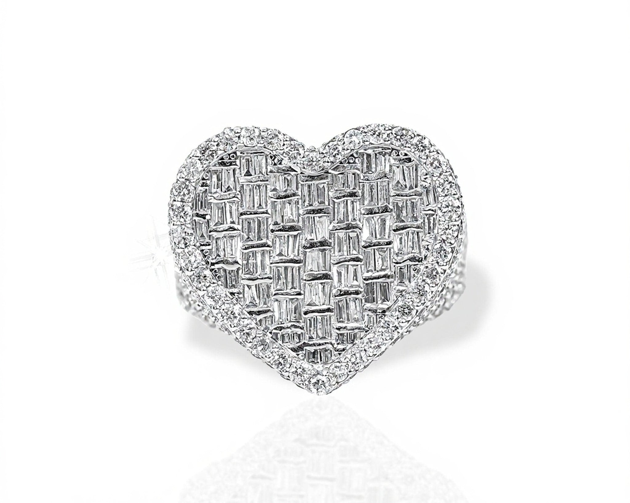 10k Gold Heart-Shaped Baguette Diamond Ring 3.80ct - Mr. Alex Jewelry