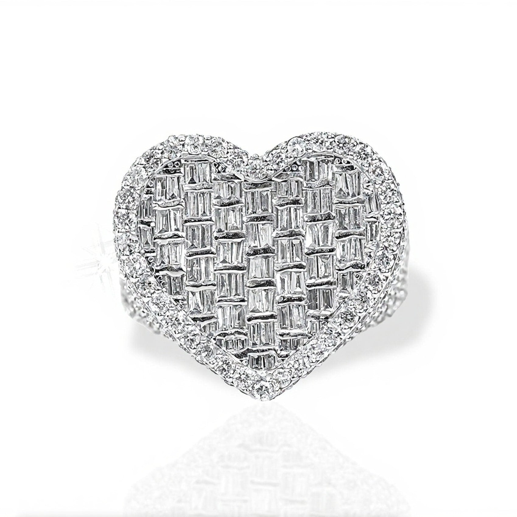 10k Gold Heart-Shaped Baguette Diamond Ring 3.80ct - Mr. Alex Jewelry