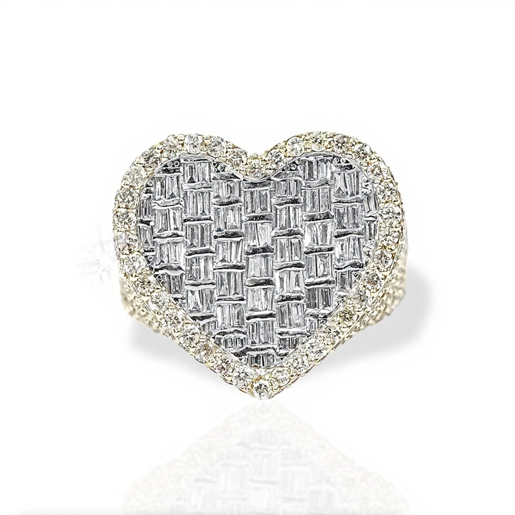 10k Gold Heart-Shaped Baguette Diamond Ring 3.80ct - Mr. Alex Jewelry