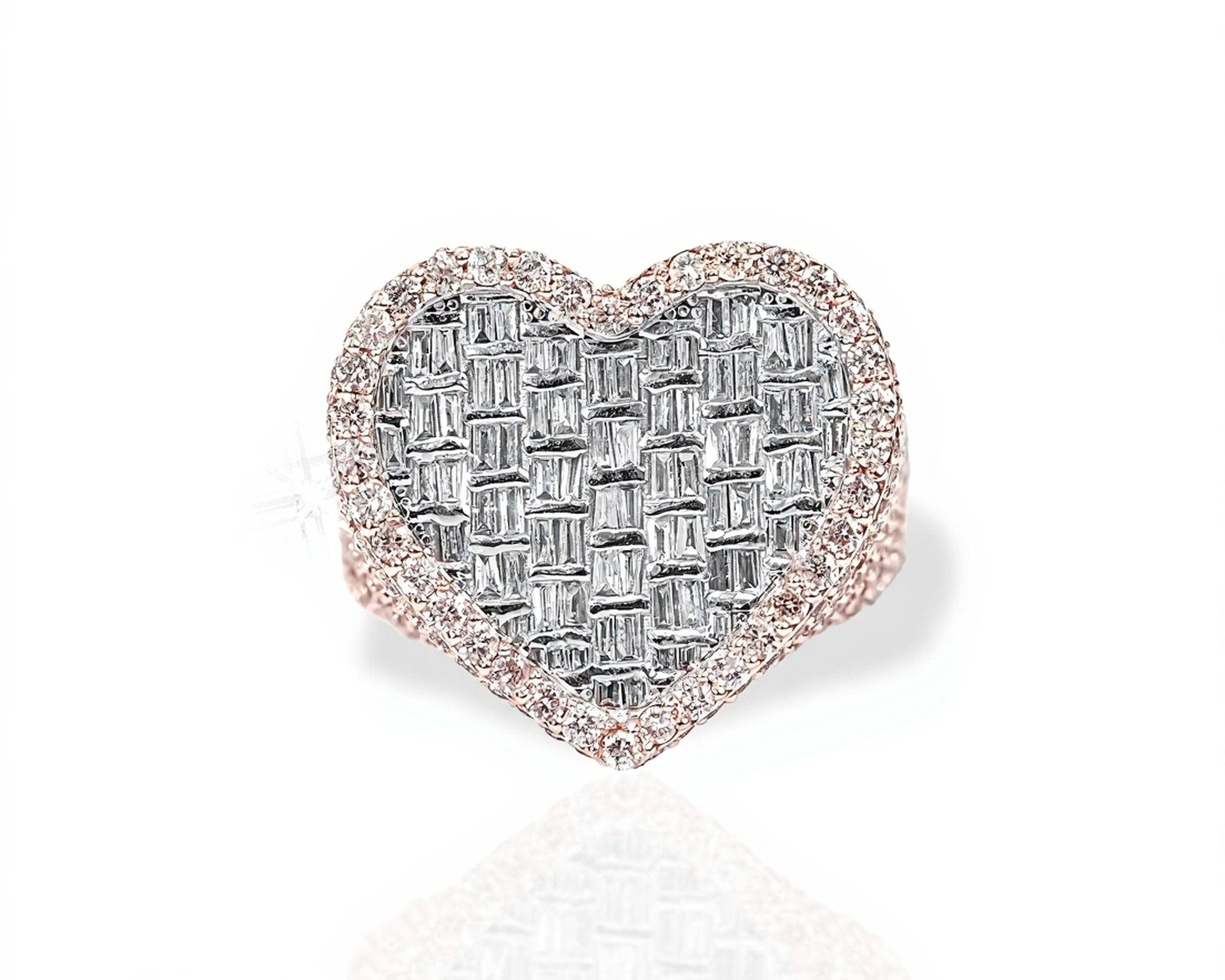 10k Gold Heart-Shaped Baguette Diamond Ring 3.80ct - Mr. Alex Jewelry