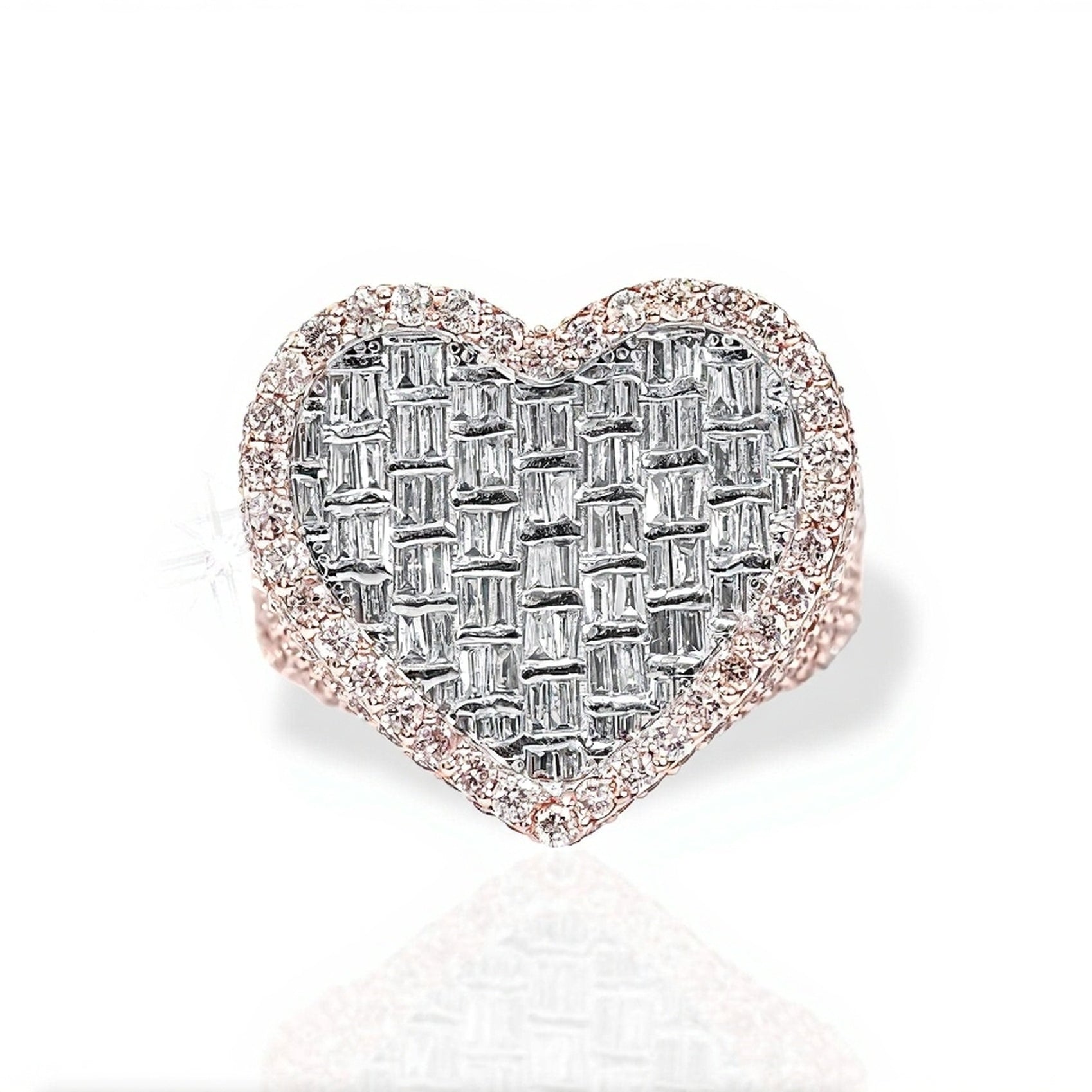 10k Gold Heart-Shaped Baguette Diamond Ring 3.80ct - Mr. Alex Jewelry