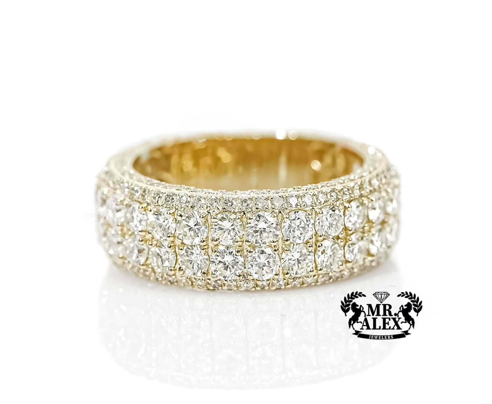 10k Gold Luxe Diamond Encrusted Band 4.95ct - Mr. Alex Jewelry