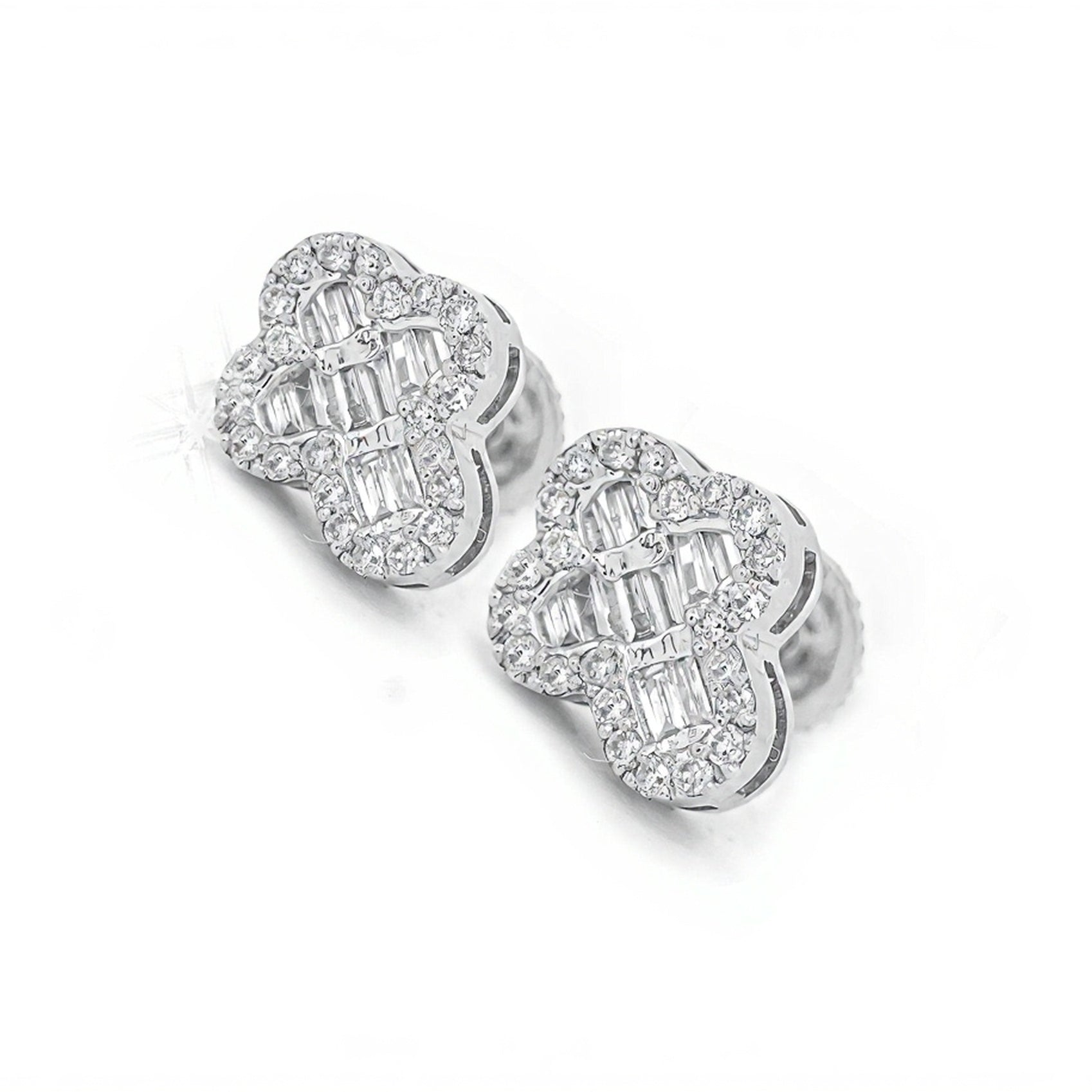 10k Gold Rounded Mini Cross Baguette Diamond Earrings 0.30ct - Mr. Alex Jewelry