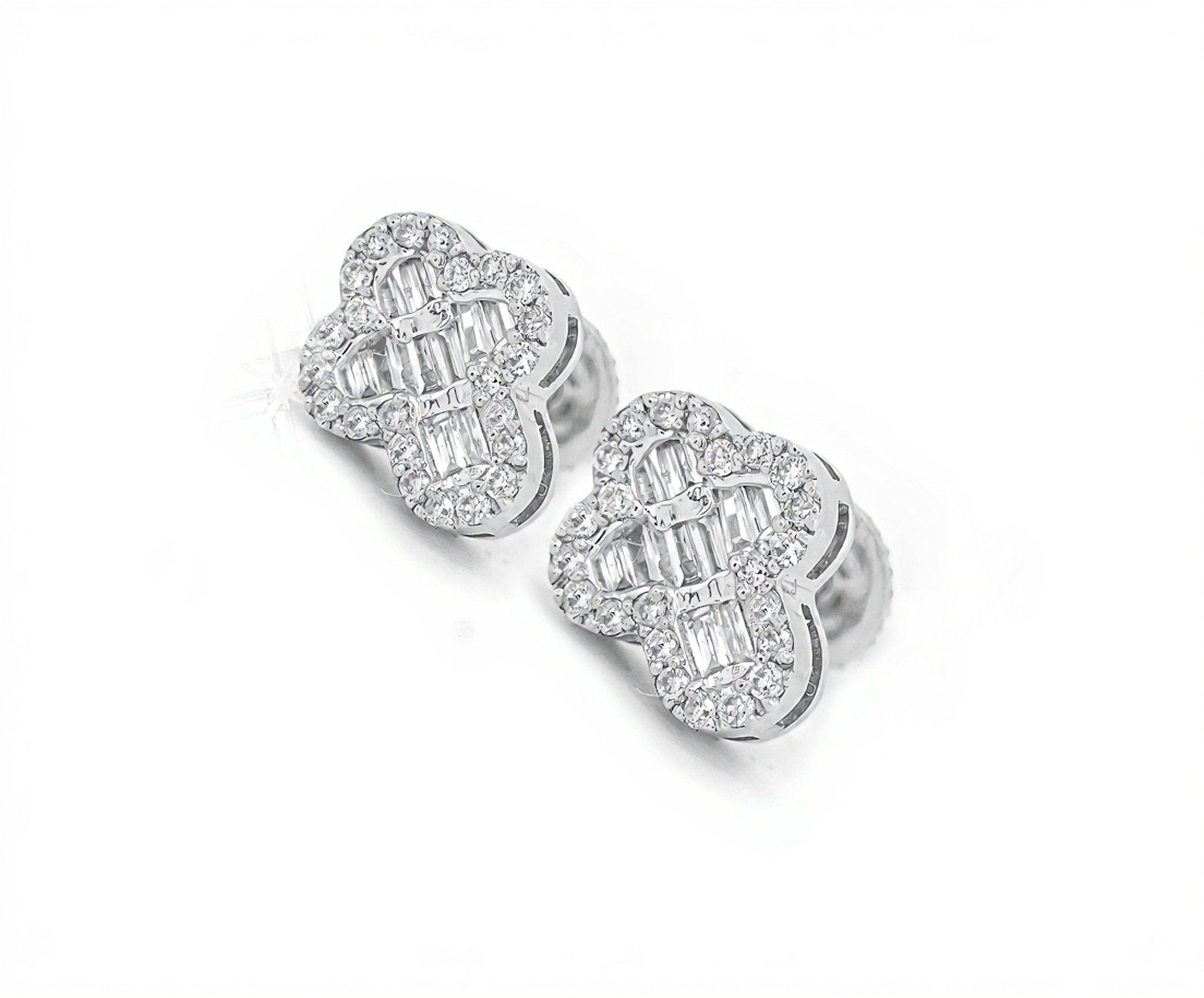 10k Gold Rounded Mini Cross Baguette Diamond Earrings 0.30ct - Mr. Alex Jewelry