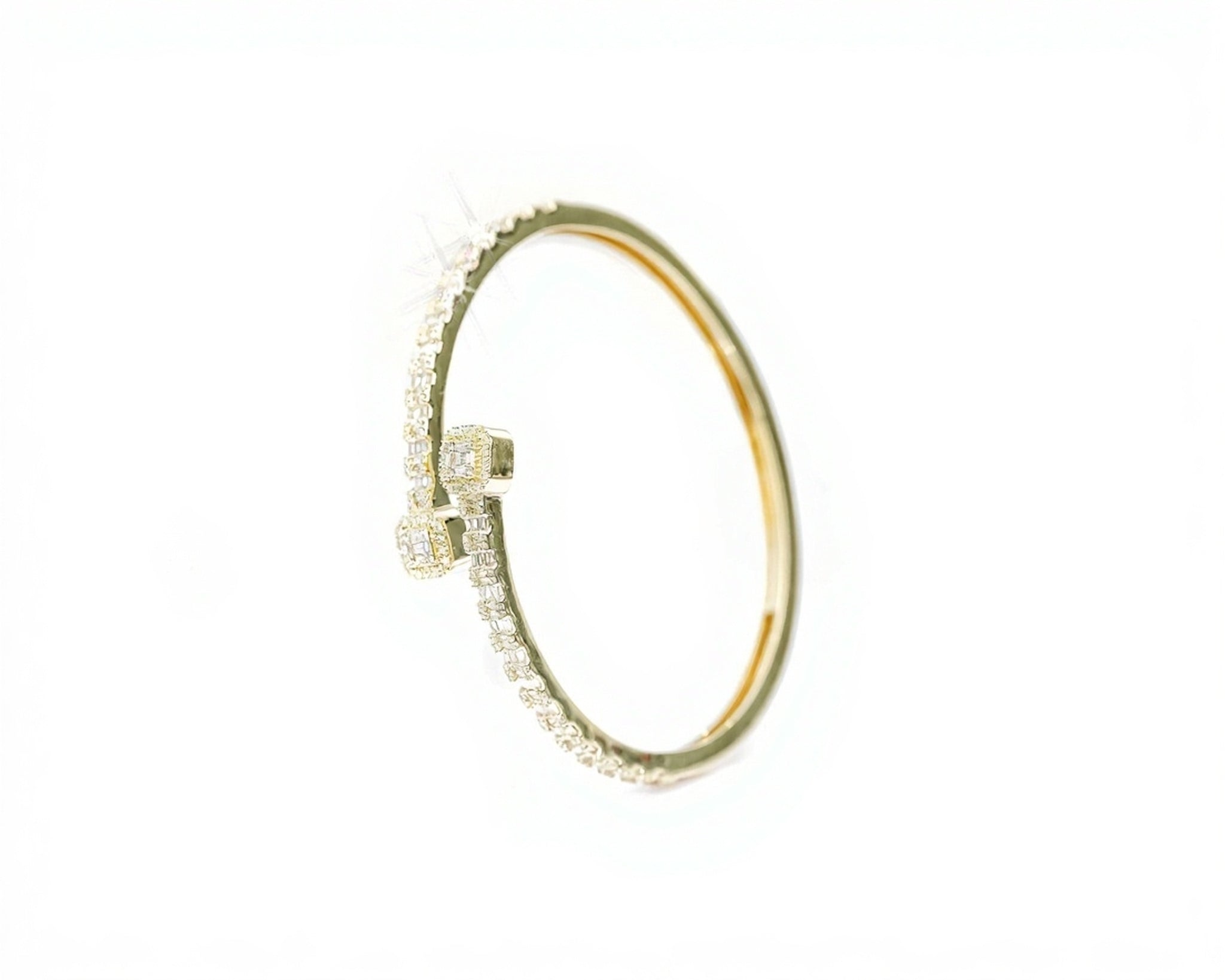 10k Gold Square Accent Diamond Bangle 1.75ct - Mr. Alex Jewelry