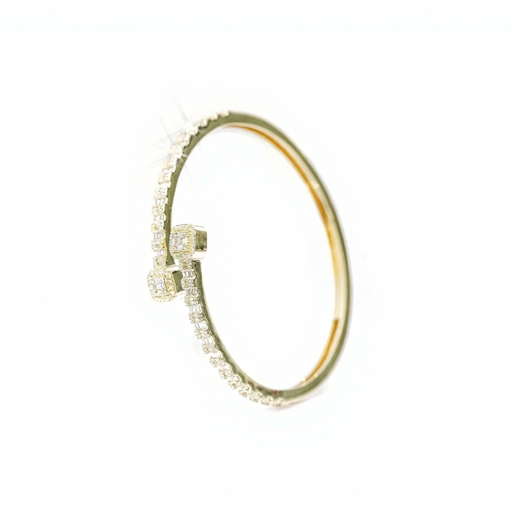 10k Gold Square Accent Diamond Bangle 1.75ct - Mr. Alex Jewelry