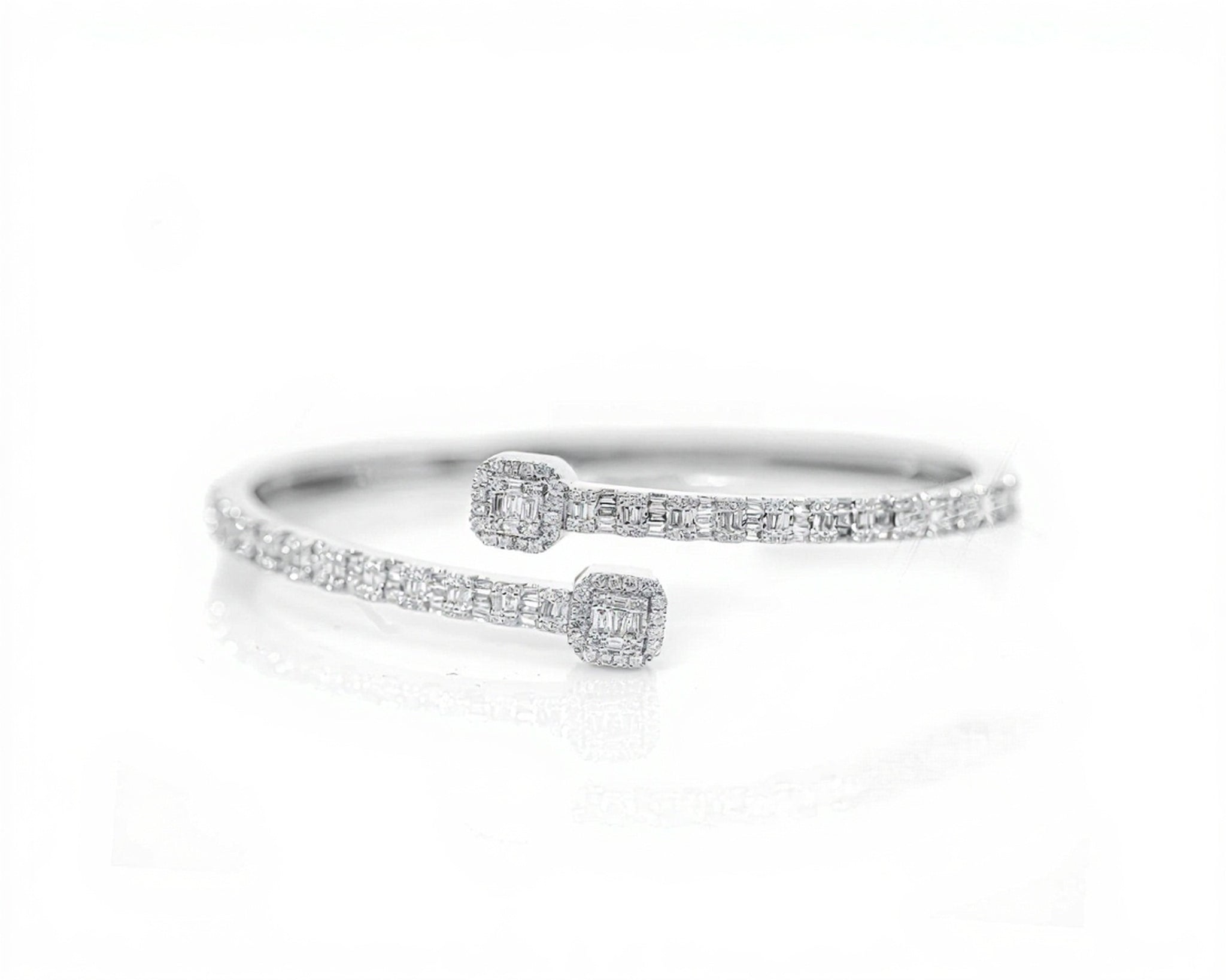 10k Gold Square Accent Diamond Bangle 1.75ct - Mr. Alex Jewelry